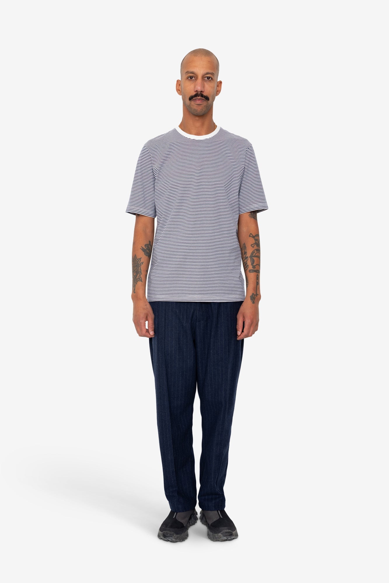 1x1 Striped T-Shirt - Bright Navy / Ecru