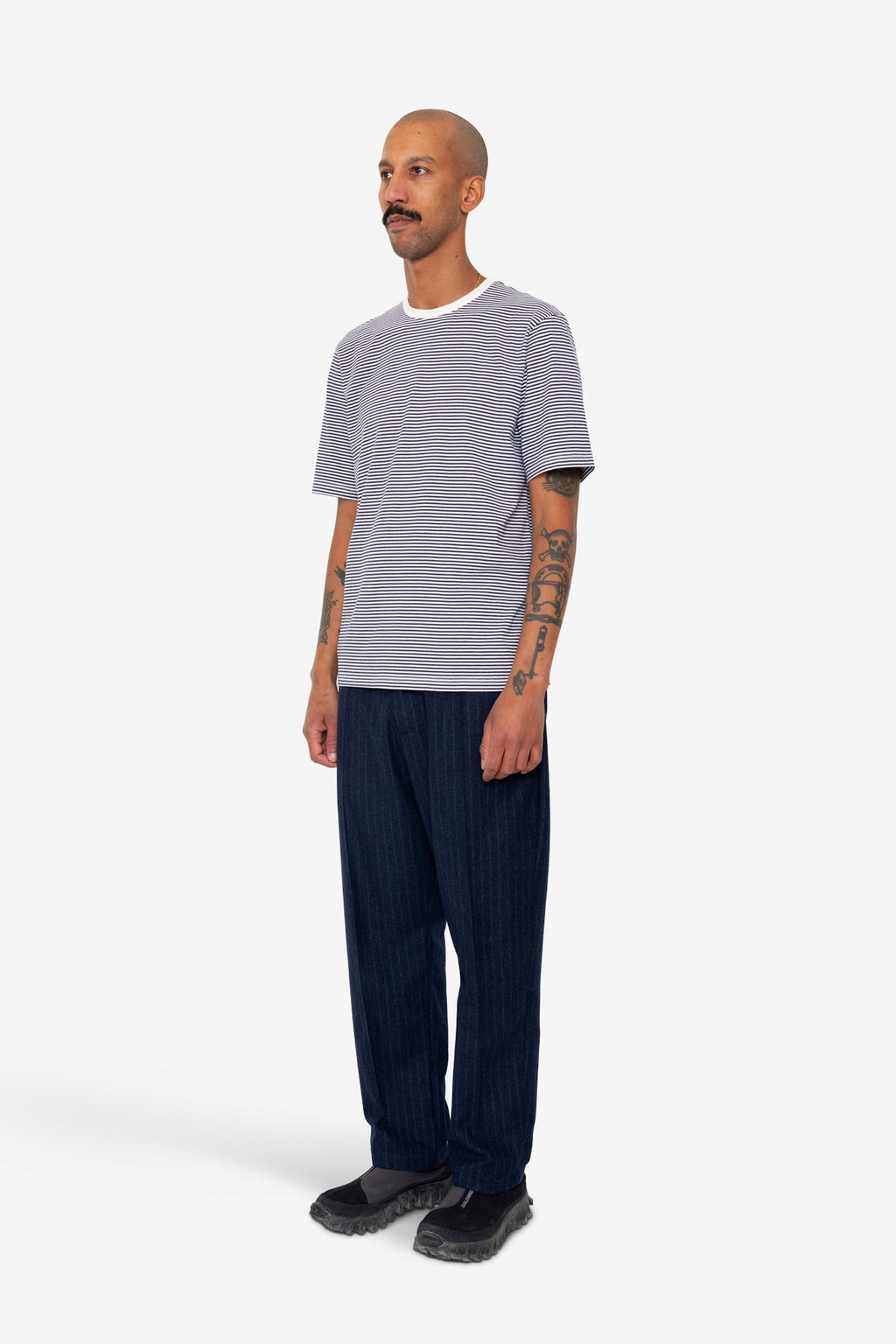 1x1 Striped T-Shirt - Bright Navy / Ecru