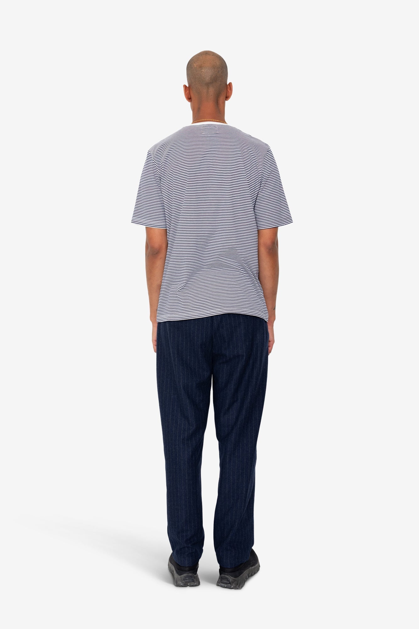 1x1 Striped T-Shirt - Bright Navy / Ecru