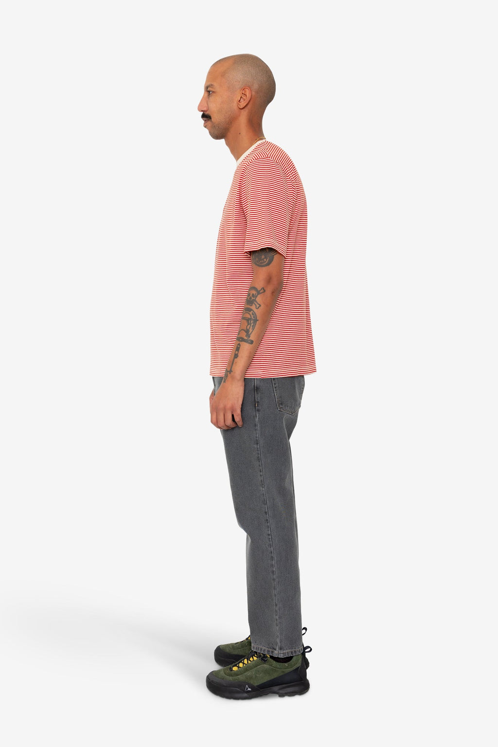 1x1 Striped T-Shirt - Crimson / Stone
