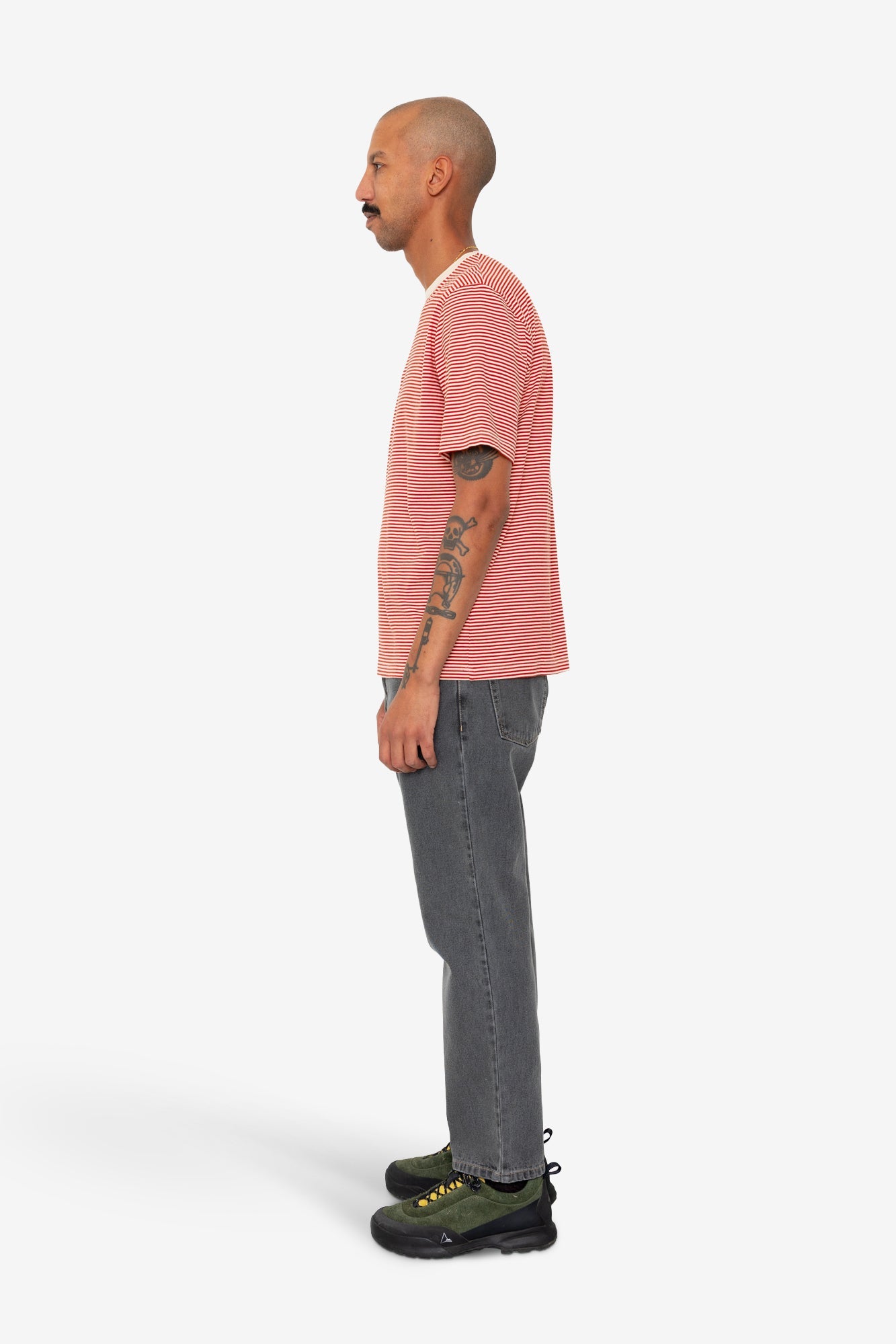 1x1 Striped T-Shirt - Crimson / Stone