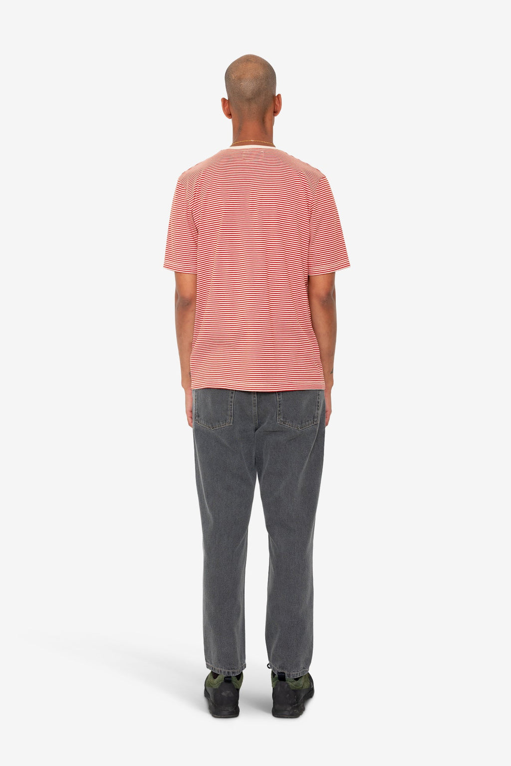 1x1 Striped T-Shirt - Crimson / Stone