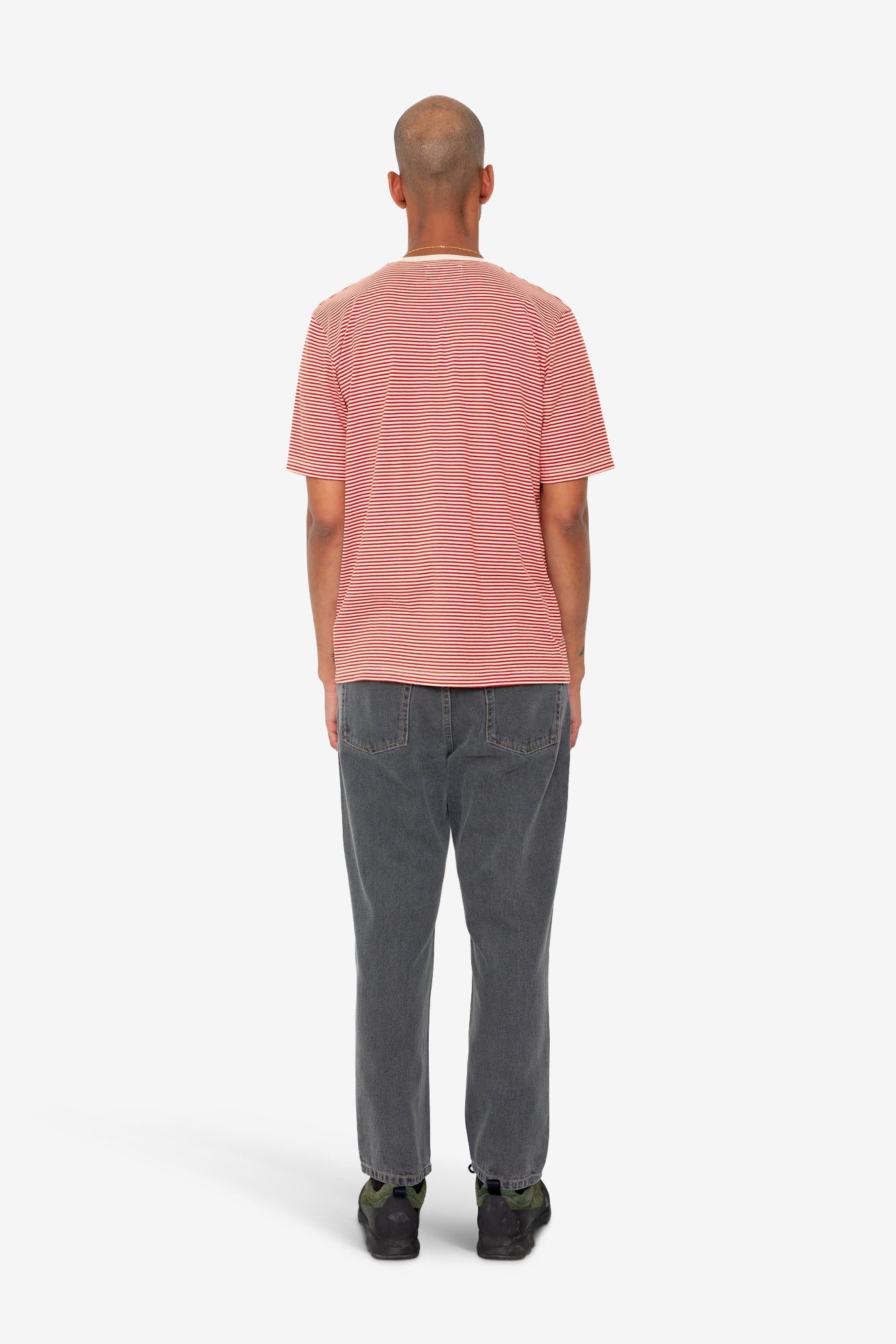 1x1 Striped T-Shirt - Crimson / Stone