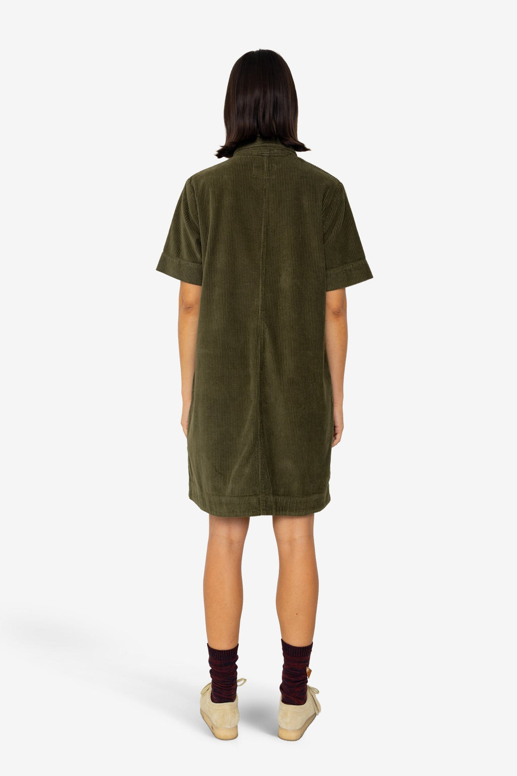 A-Line Zip Dress - Olive Cord