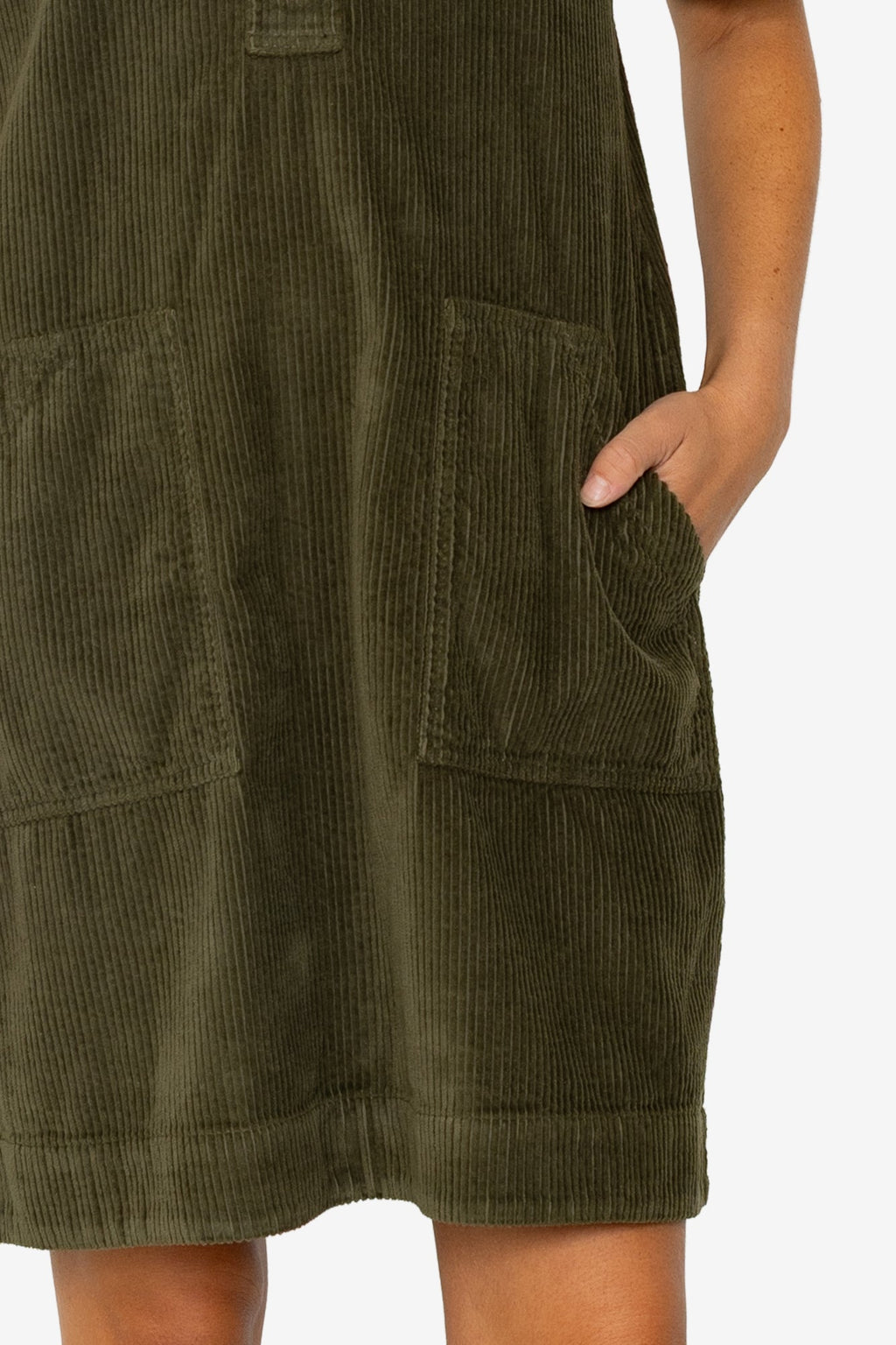 A-Line Zip Dress - Olive Cord