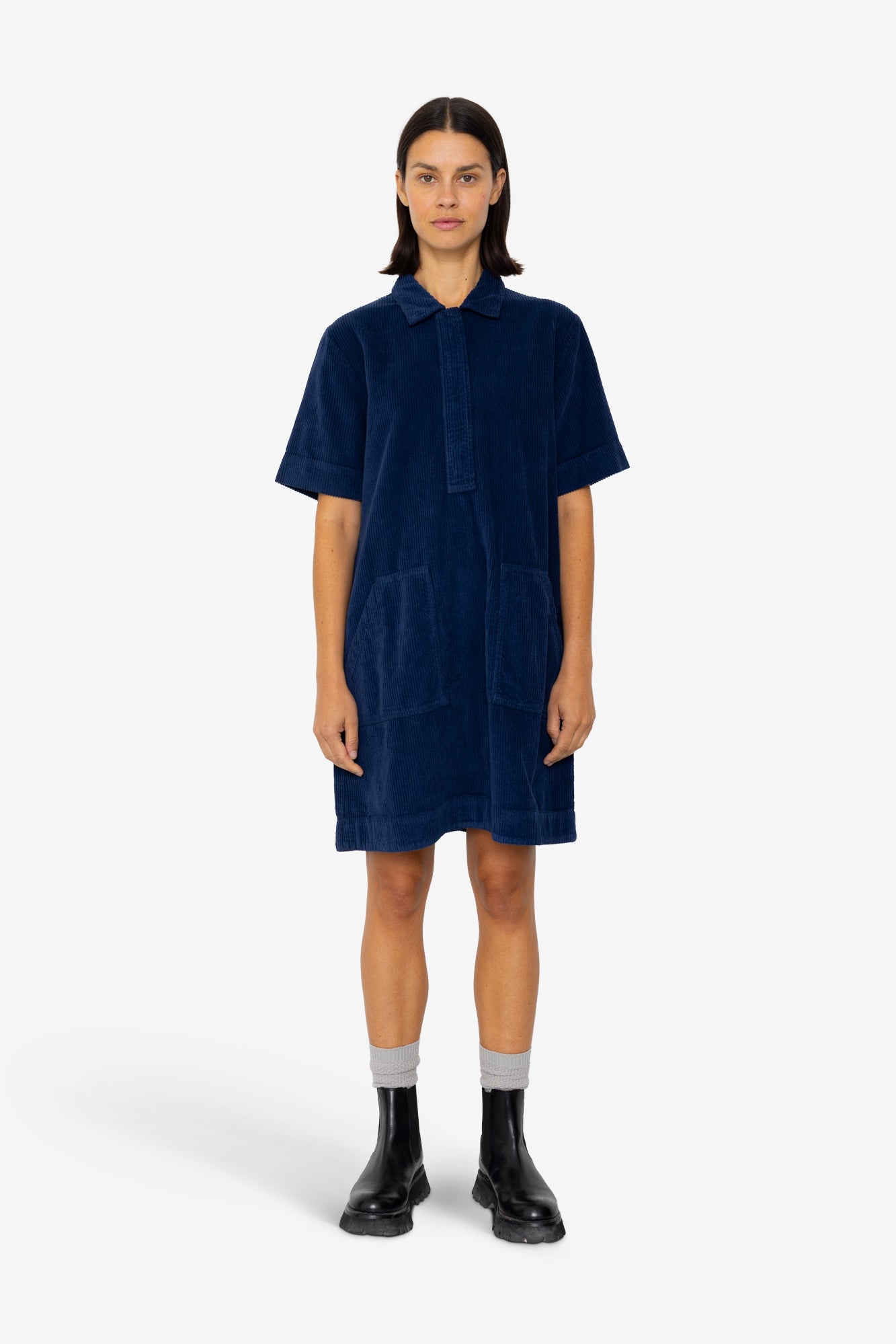 A-Line Zip Dress - Washed Ink