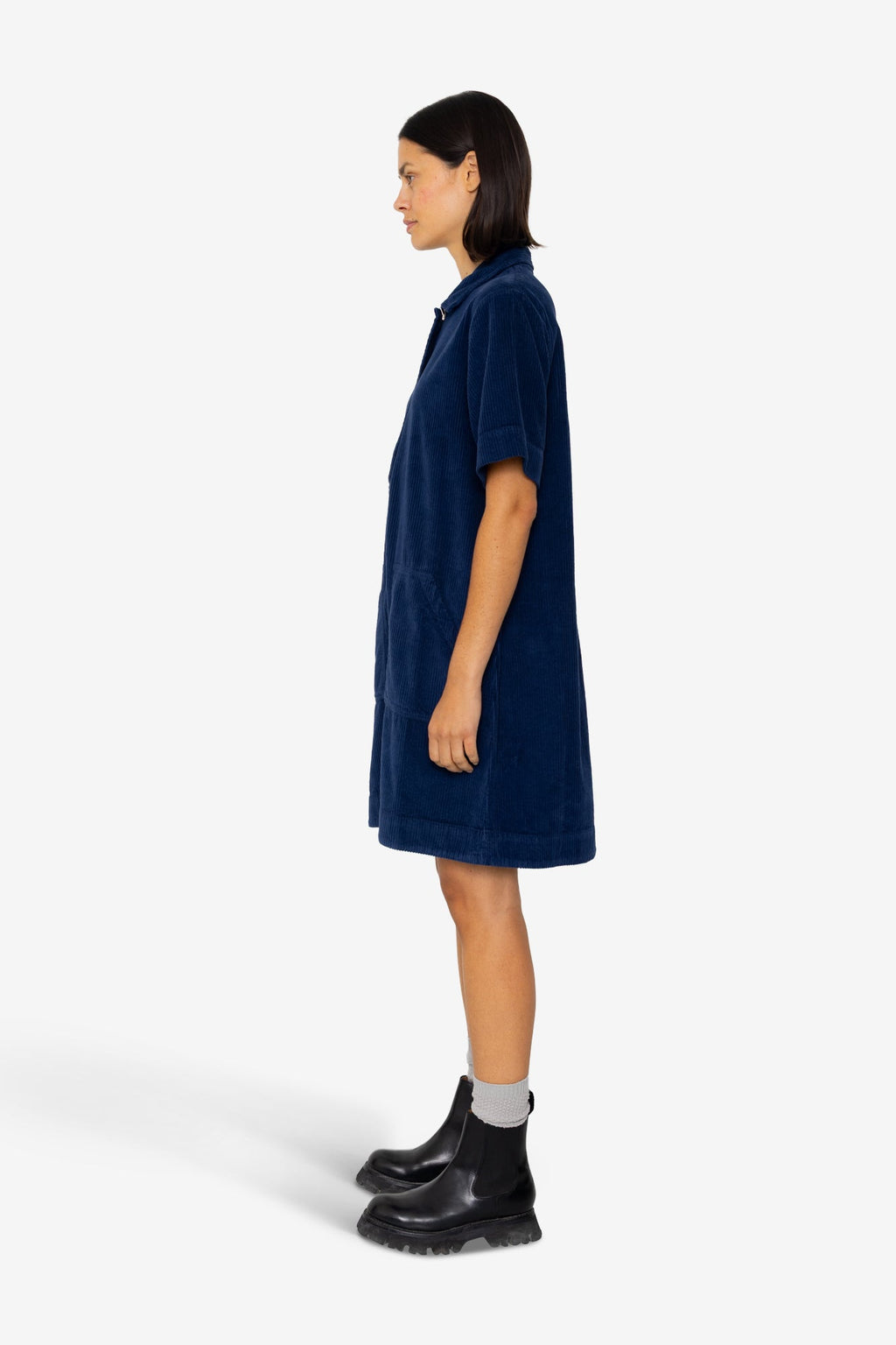A-Line Zip Dress - Washed Ink