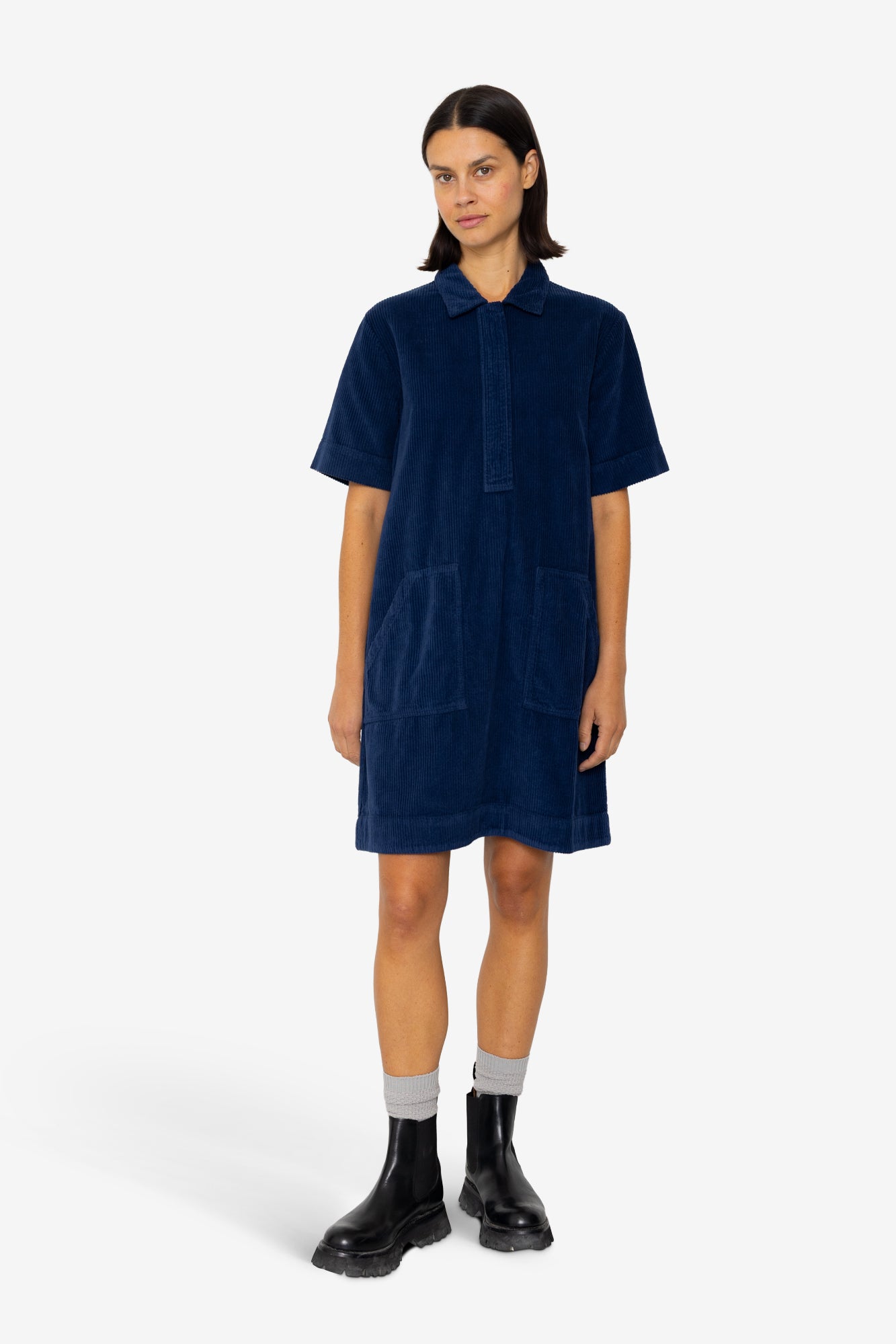 A-Line Zip Dress - Washed Ink