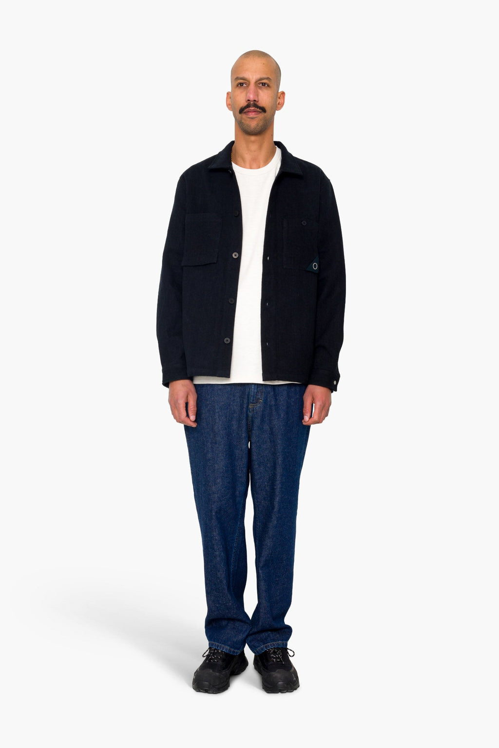 Anniversary Patch Overshirt - Ash Navy Brushed Twill