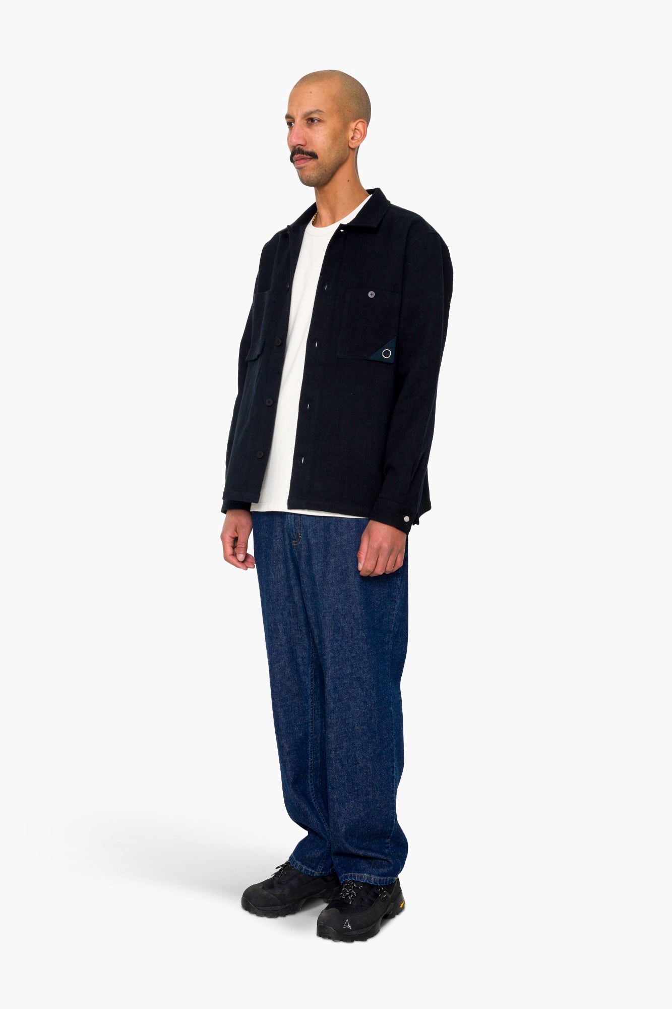 Anniversary Patch Overshirt - Ash Navy Brushed Twill