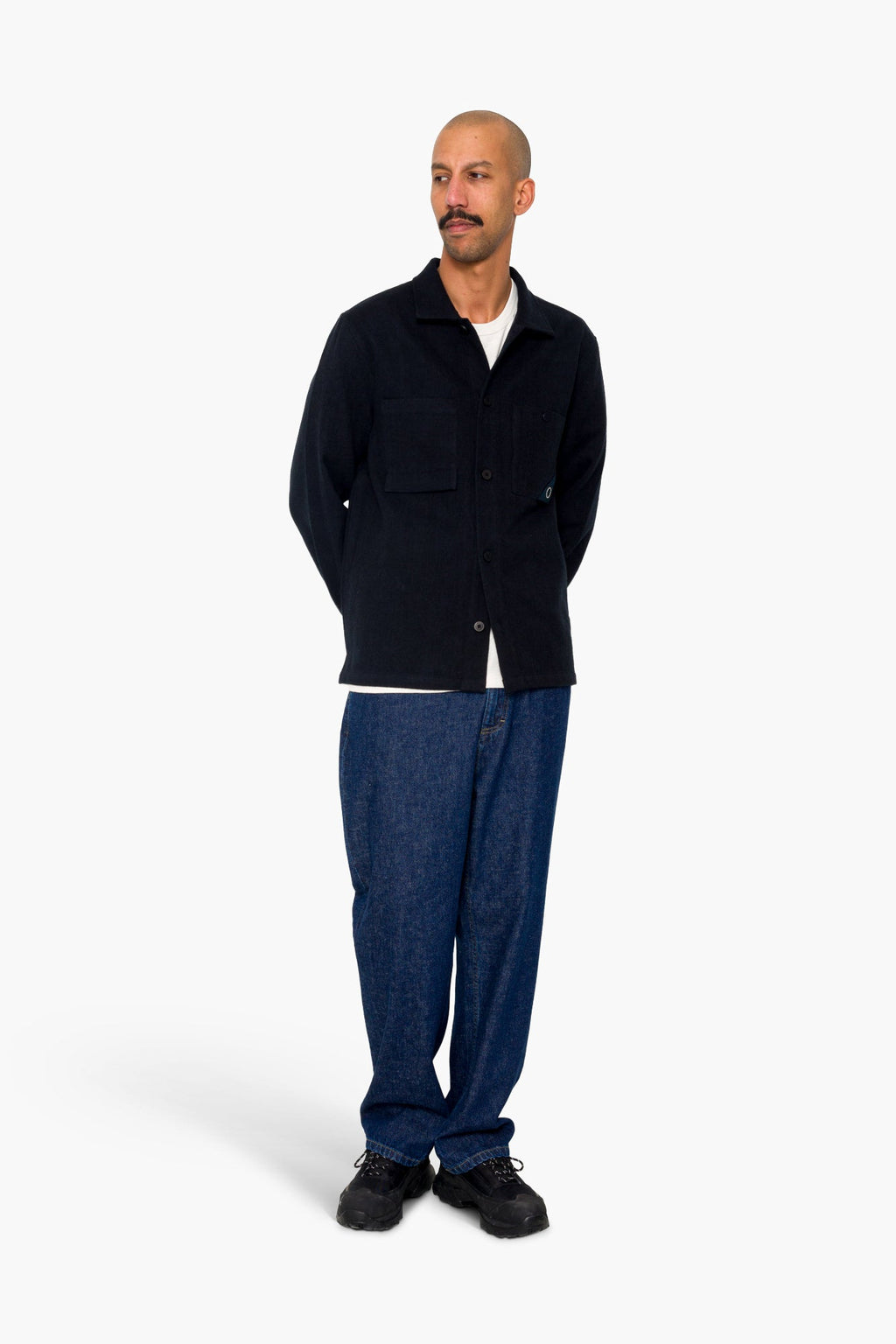 Anniversary Patch Overshirt - Ash Navy Brushed Twill