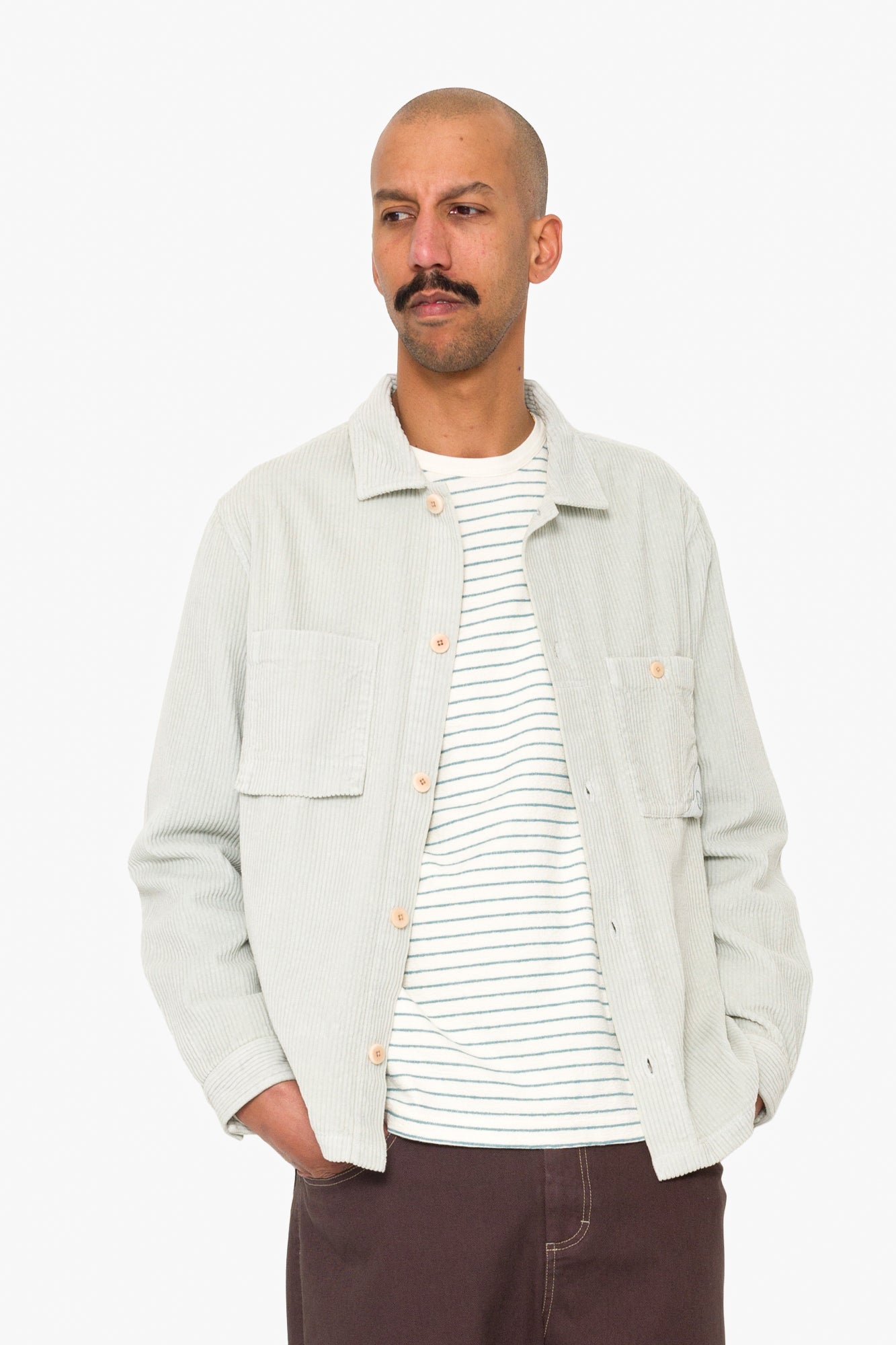 Anniversary Patch Overshirt - Misty Green Chunky Cord