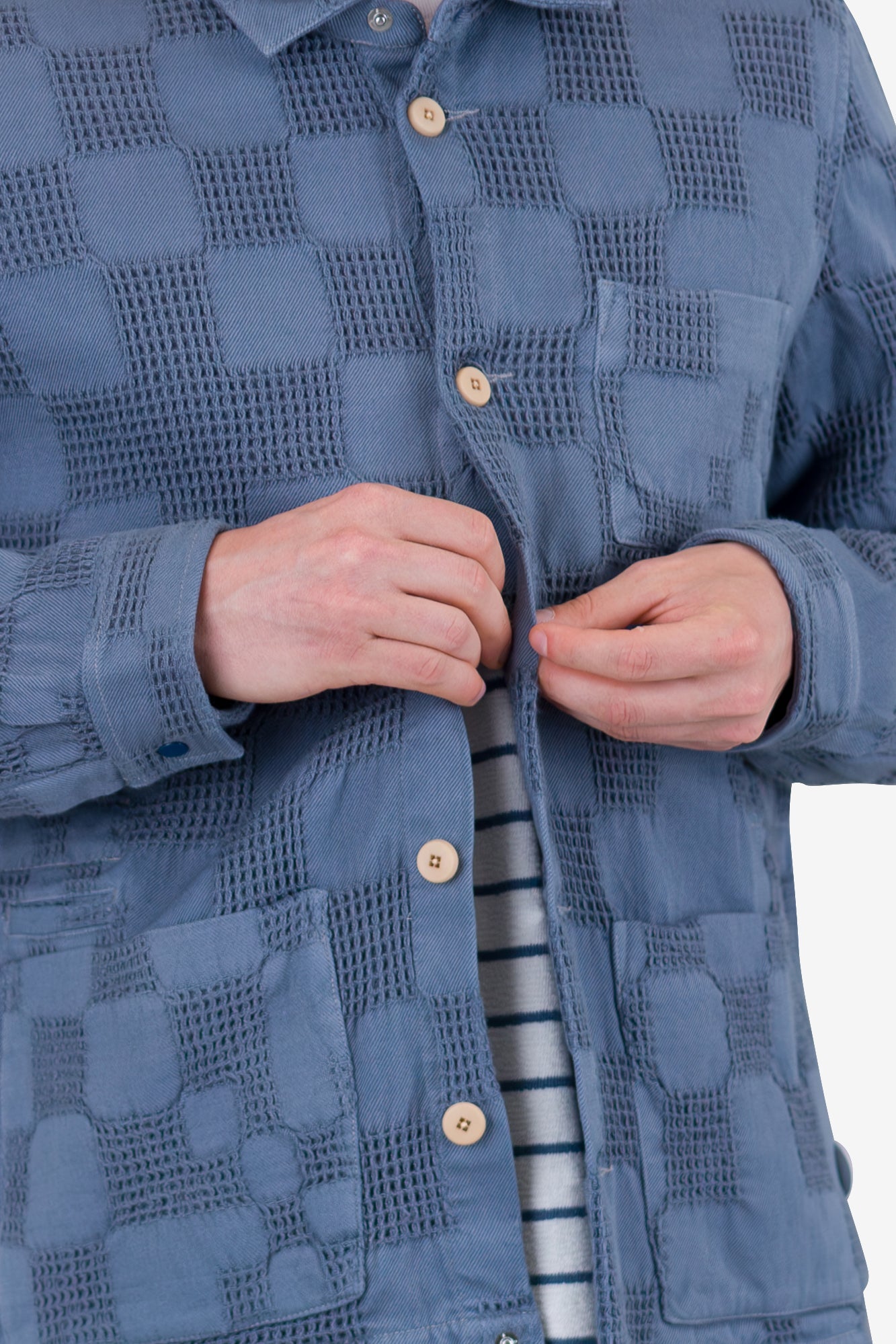 Assembly Jacket - Soft Blue Waffle Check