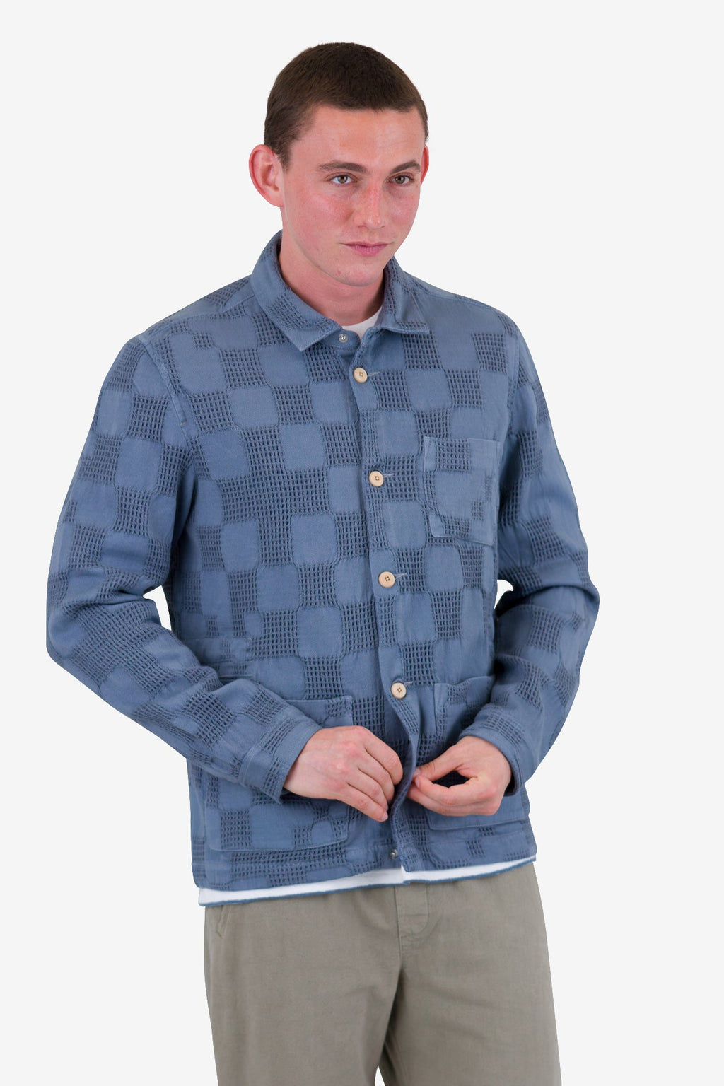 Assembly Jacket - Soft Blue Waffle Check