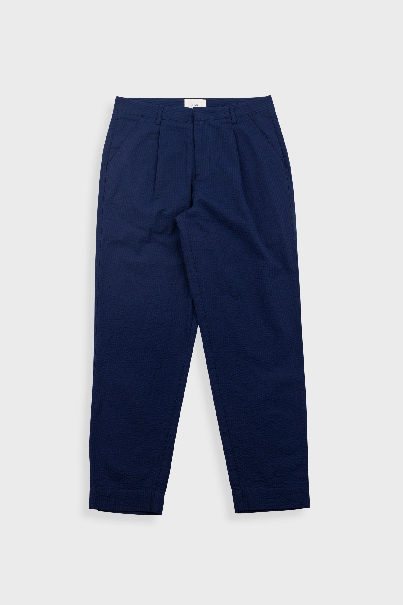 Assembly Suit Trouser - Navy Crinkle Stripe
