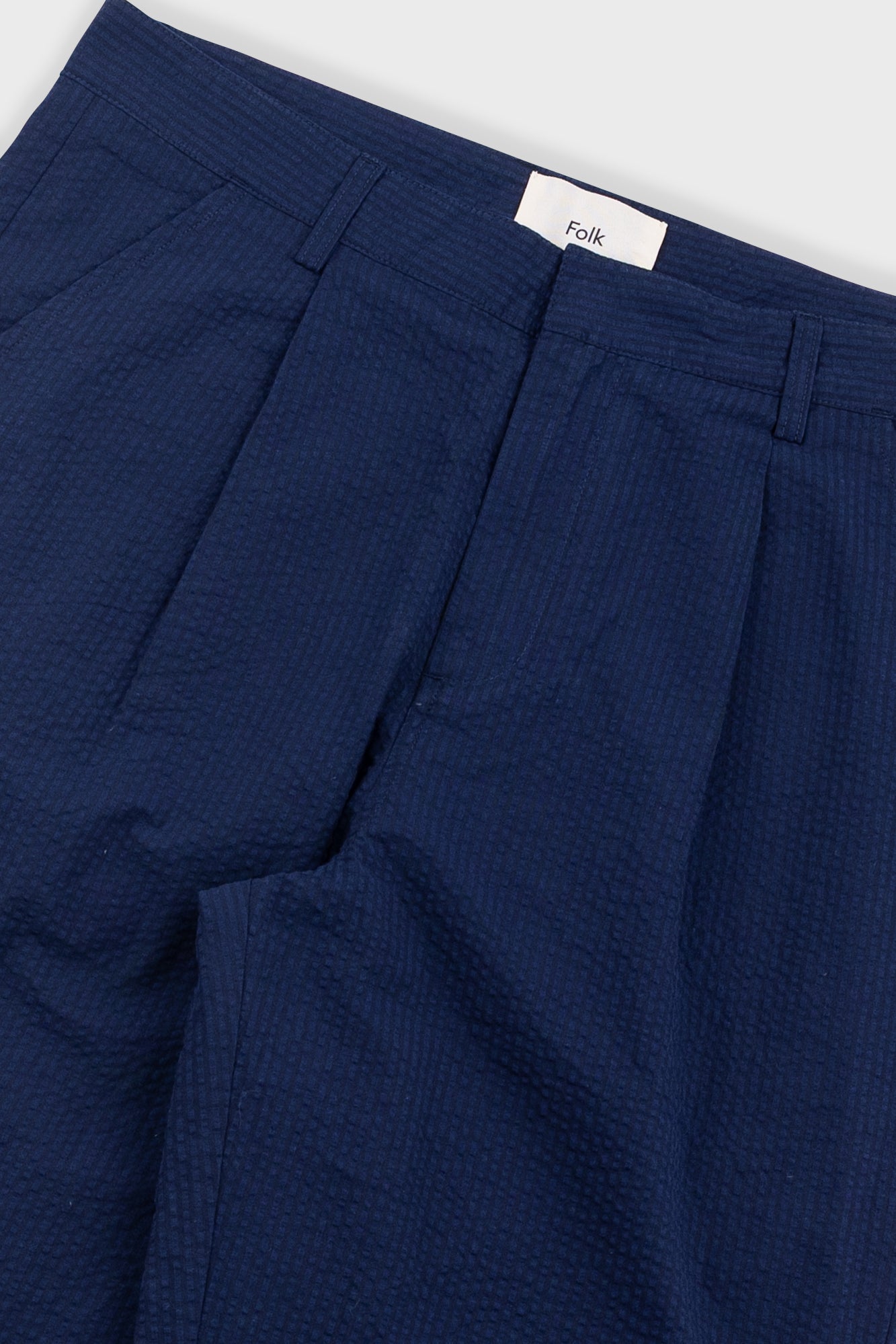 Assembly Suit Trouser - Navy Crinkle Stripe