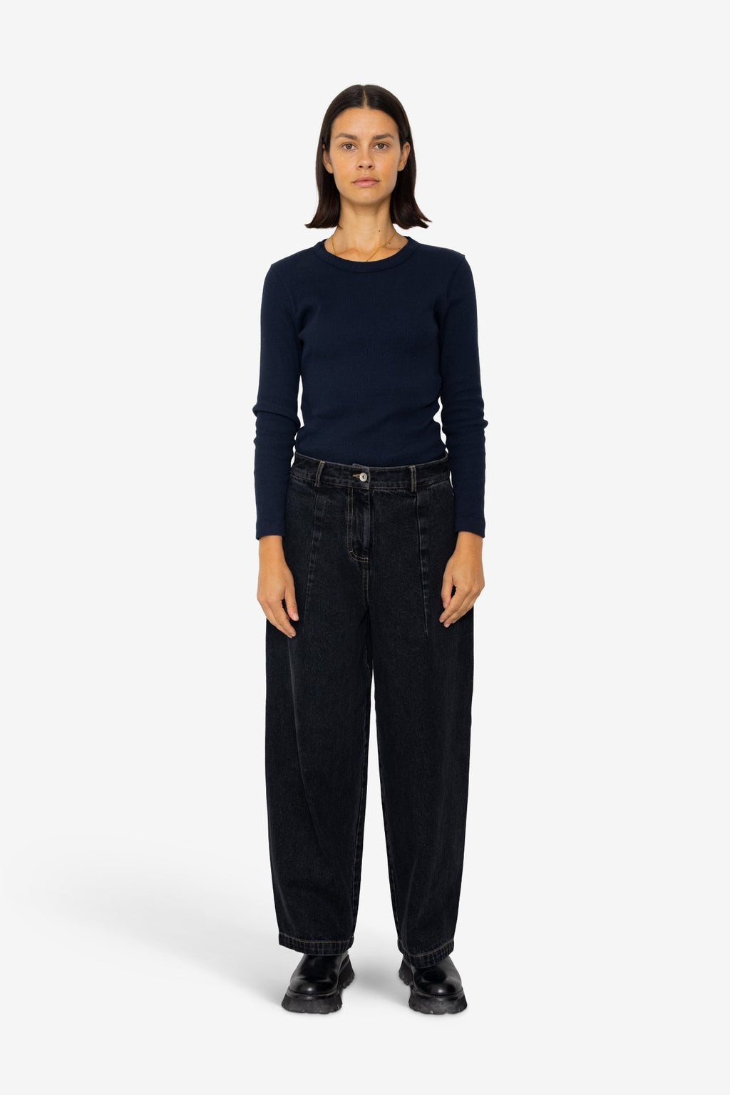 Baggy Trousers - Washed Black Denim