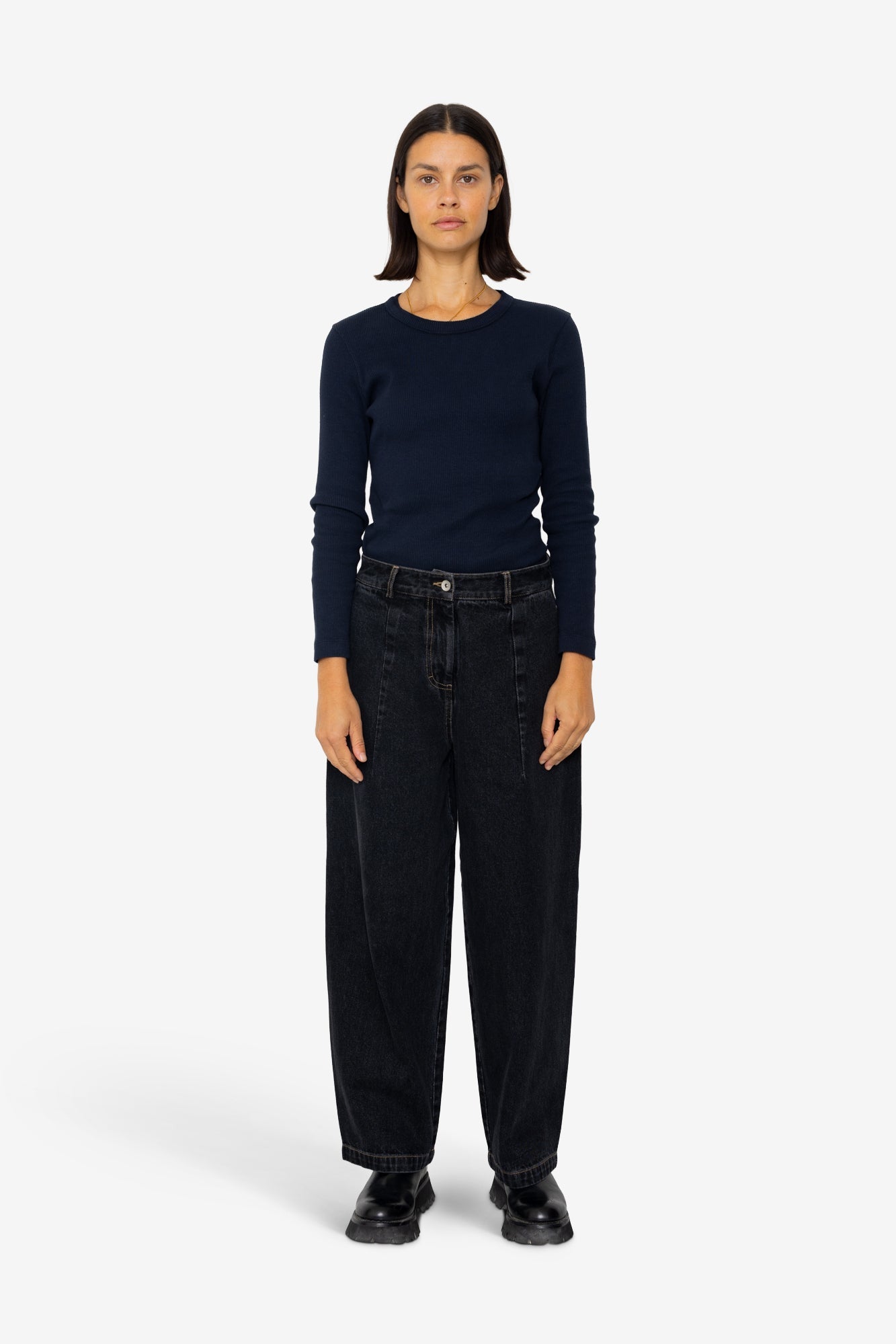 Baggy Trousers - Washed Black Denim