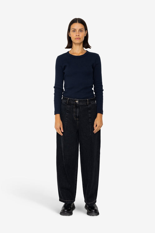 Baggy Trousers - Washed Black Denim