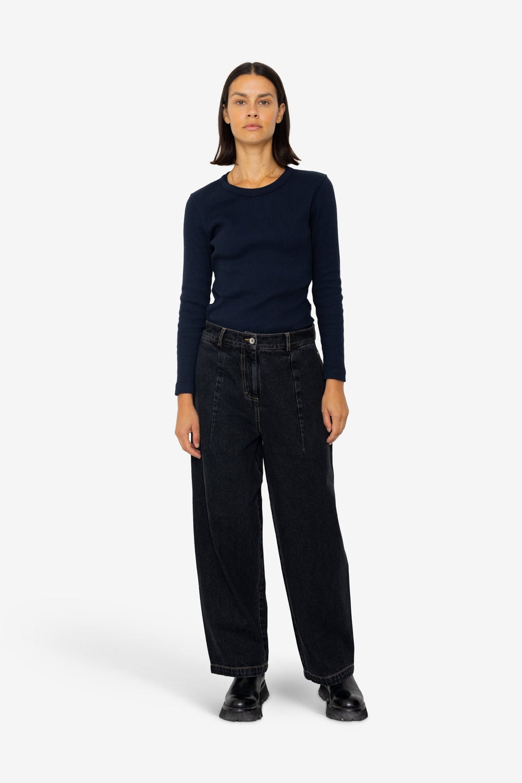 Baggy Trousers - Washed Black Denim