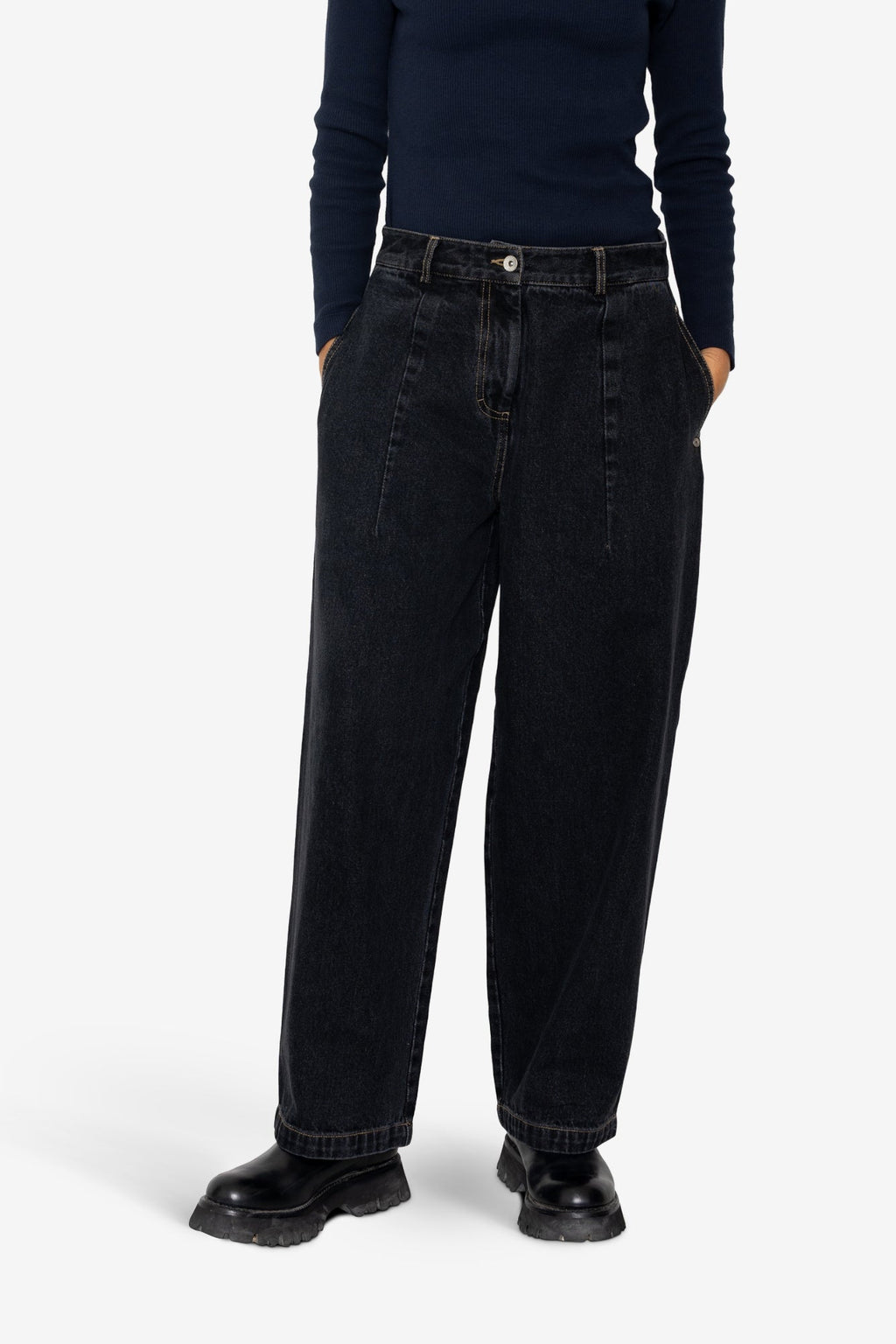 Baggy Trousers - Washed Black Denim