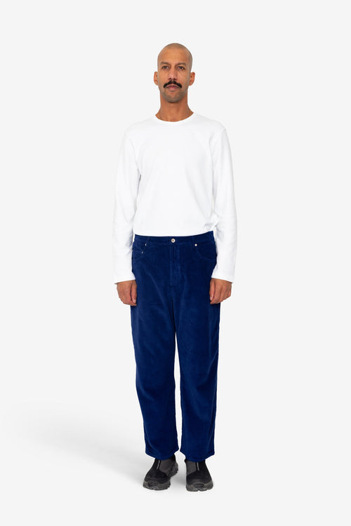 Barrel Leg Trouser - Rich Navy Chunky Cord