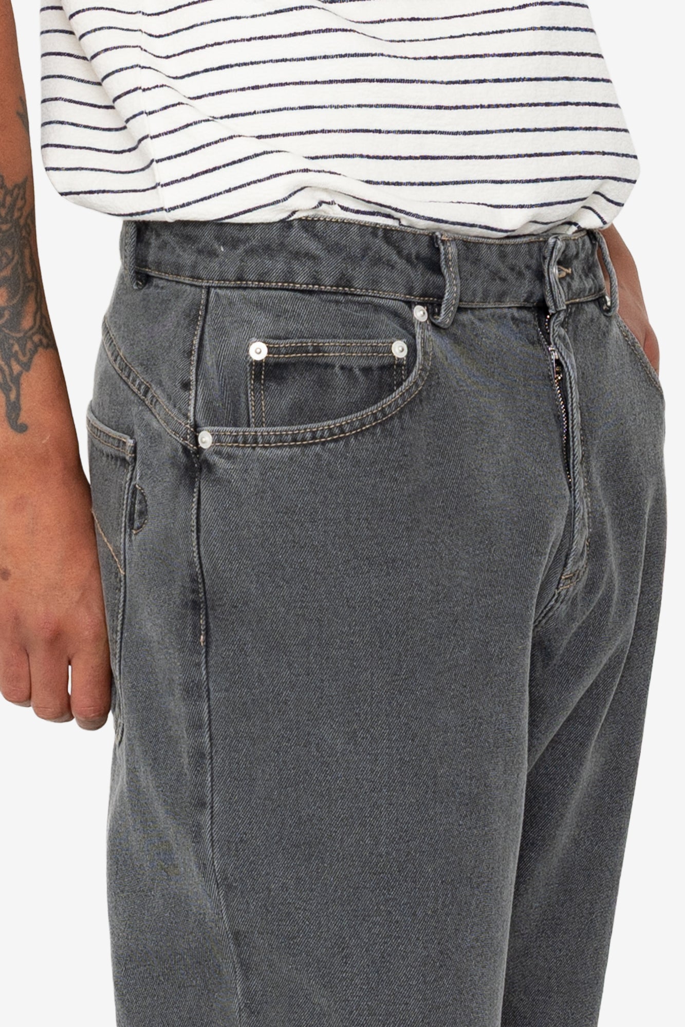 Barrel Leg Trouser - Smoke Grey Denim