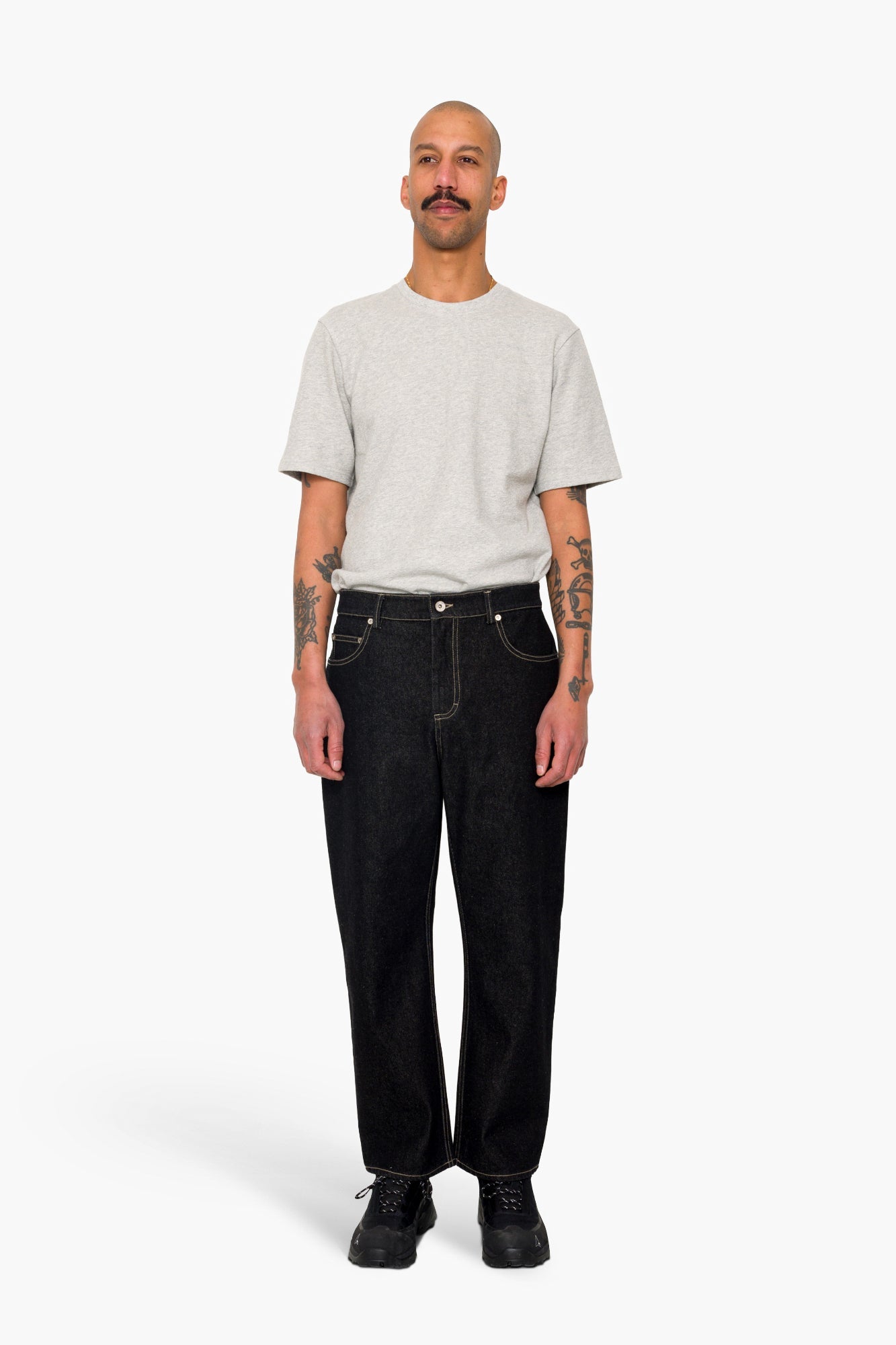Barrel Leg Trouser - Black Denim