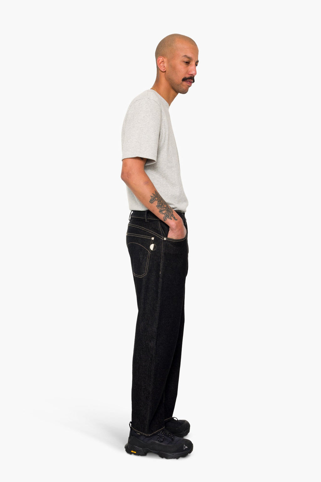 Barrel Leg Trouser - Black Denim