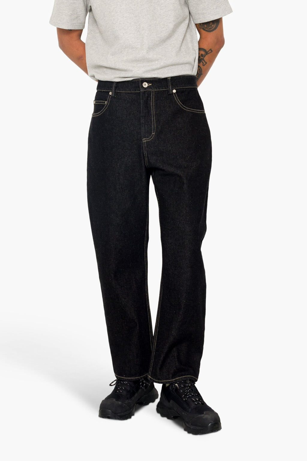Barrel Leg Trouser - Black Denim