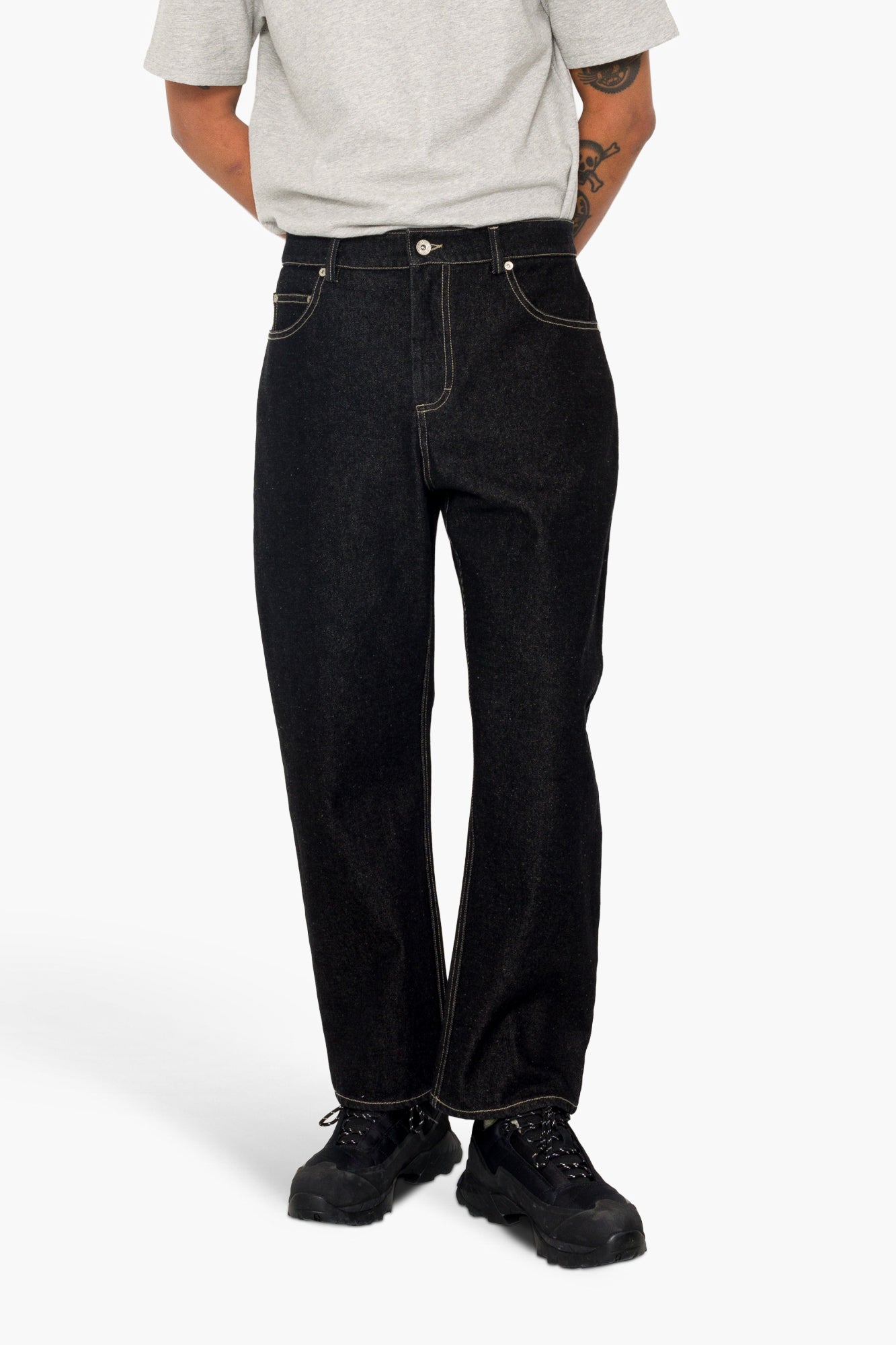 Barrel Leg Trouser - Black Denim