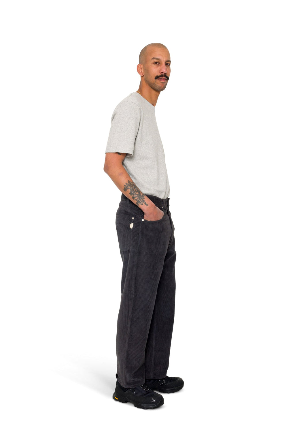 Barrel Leg Trouser - Smoke Grey Chunky Cord