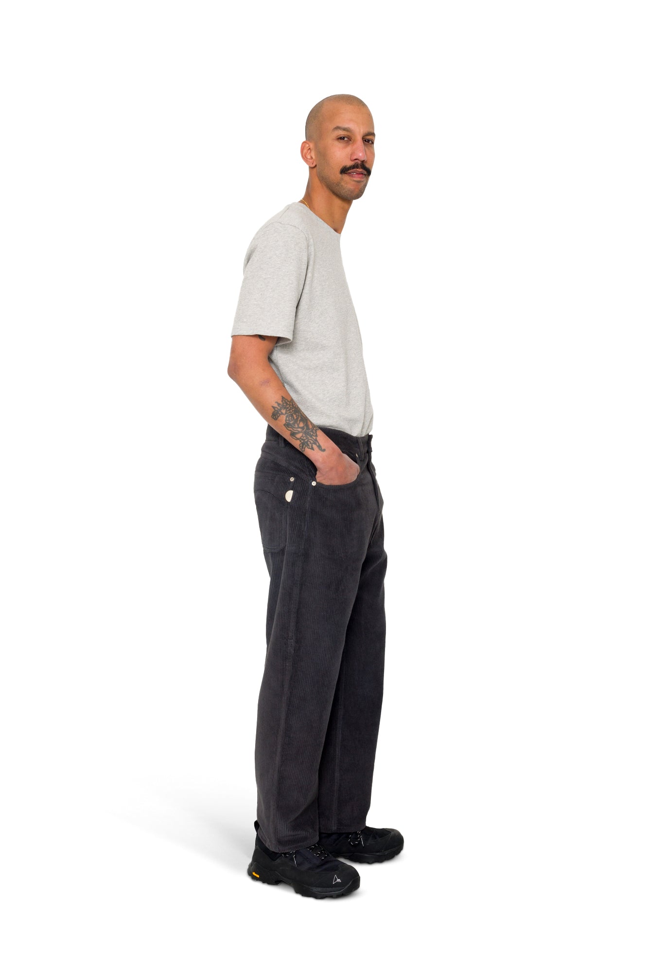 Barrel Leg Trouser - Smoke Grey Chunky Cord