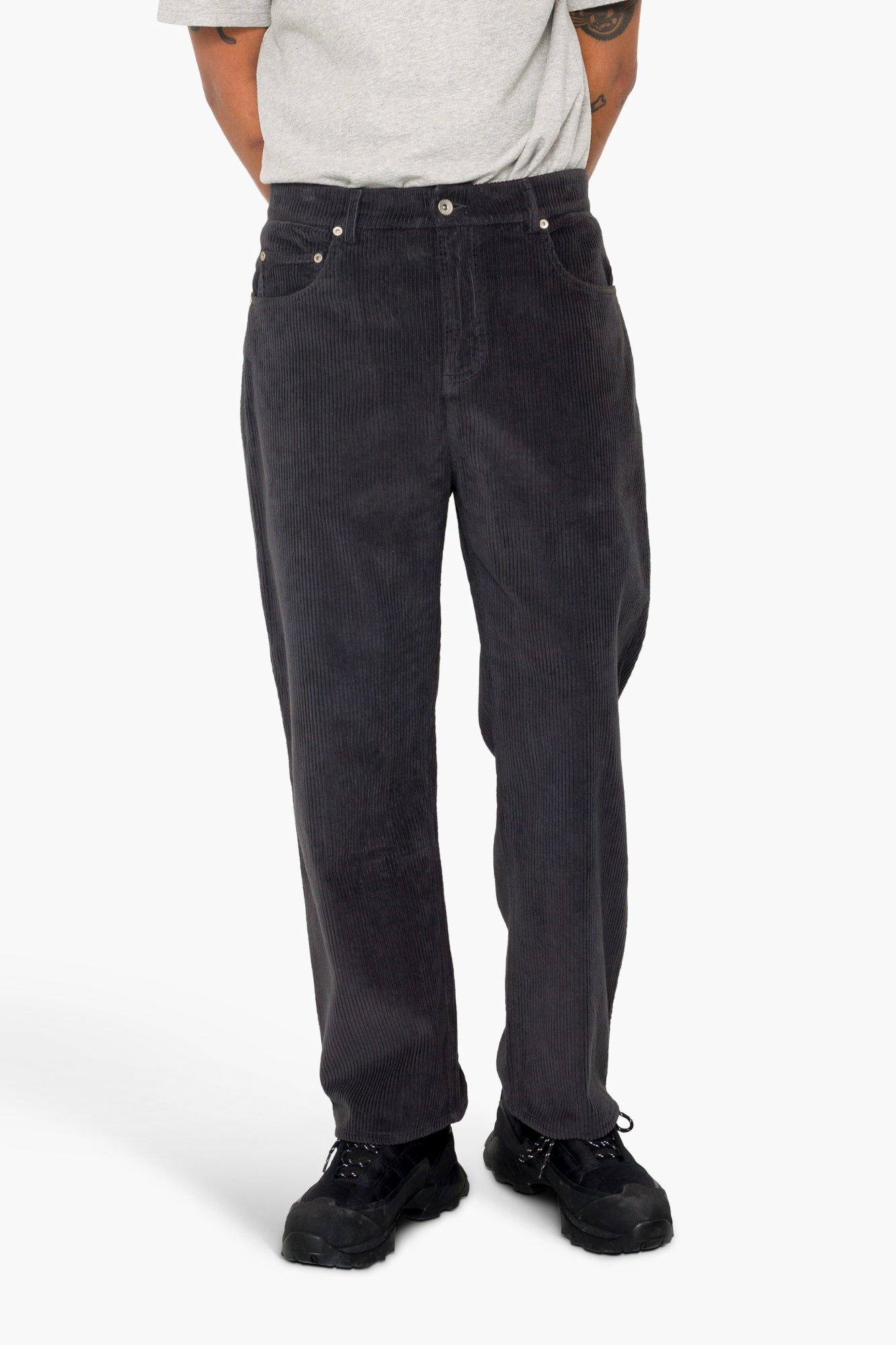 Barrel Leg Trouser - Smoke Grey Chunky Cord