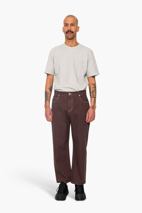 Barrel Leg Trouser - Soft Brown Twill