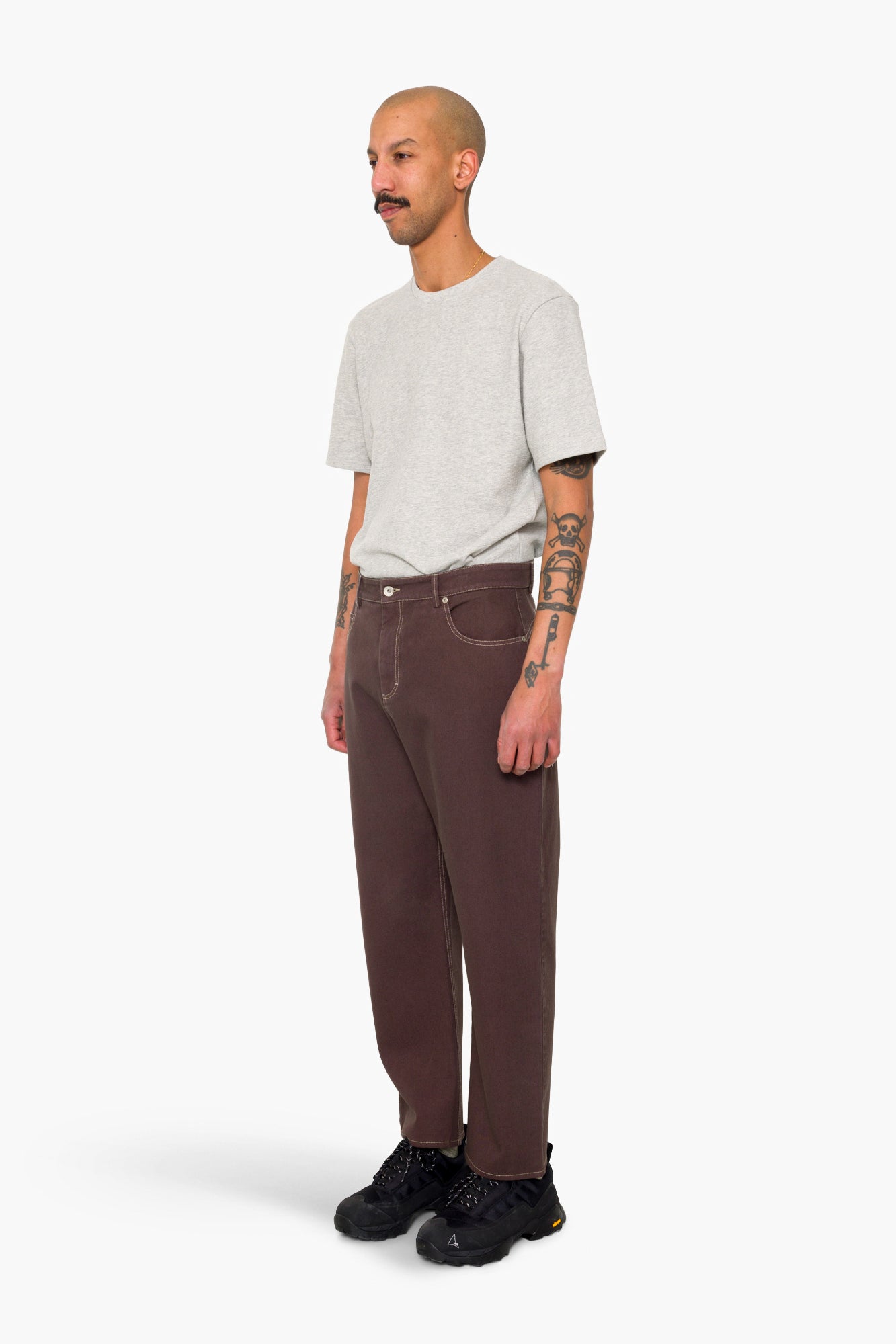 Barrel Leg Trouser - Soft Brown Twill
