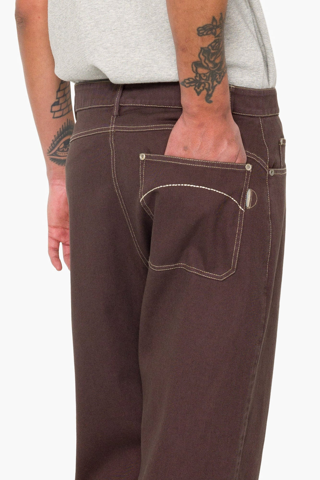 Barrel Leg Trouser - Soft Brown Twill