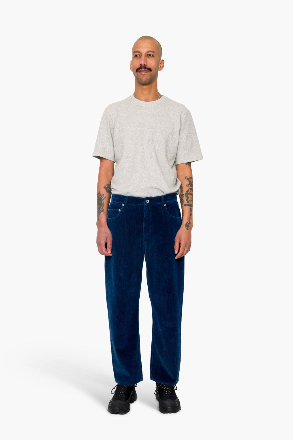 Barrel Leg Trouser - Washed Indigo Cord