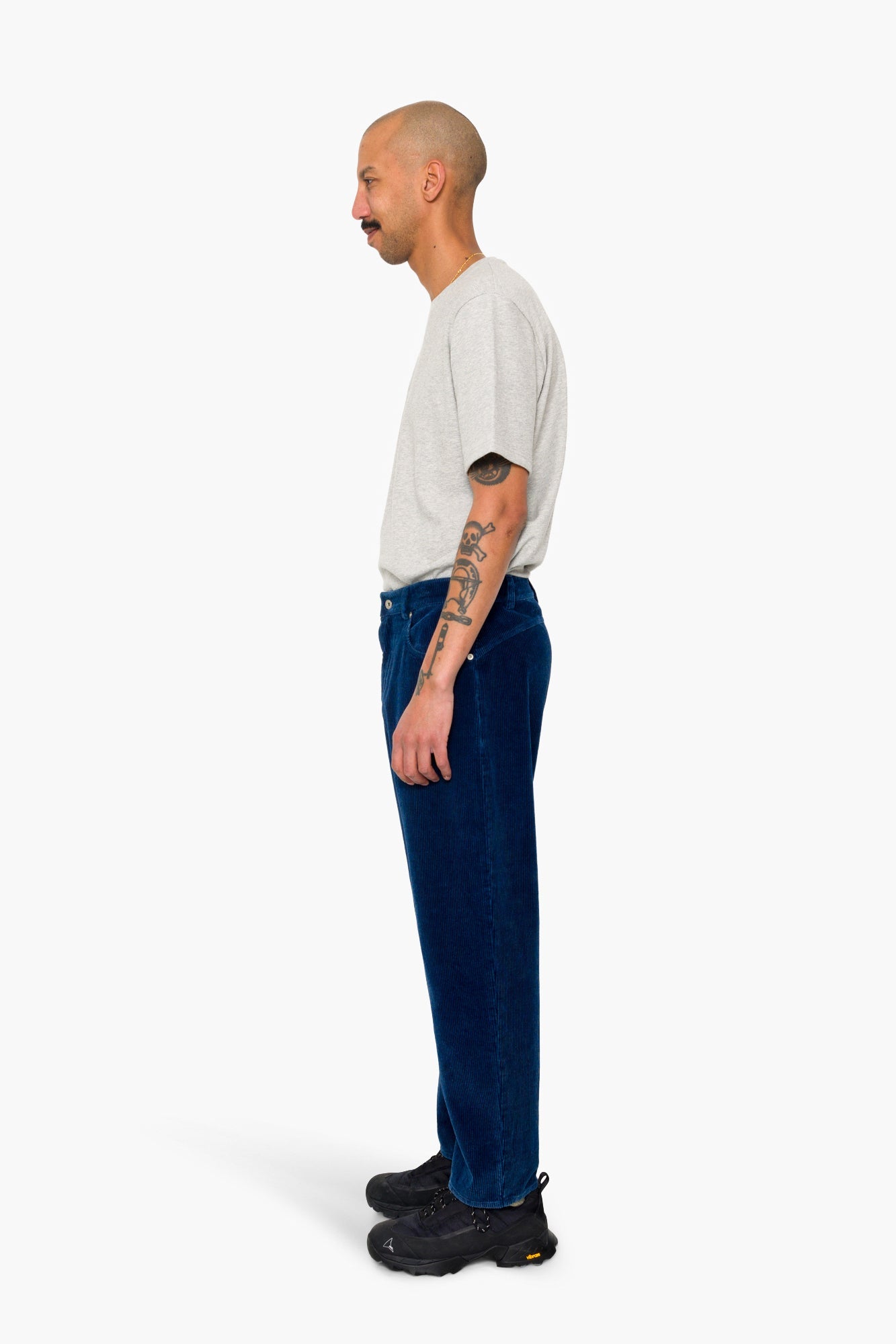 Barrel Leg Trouser - Washed Indigo Cord