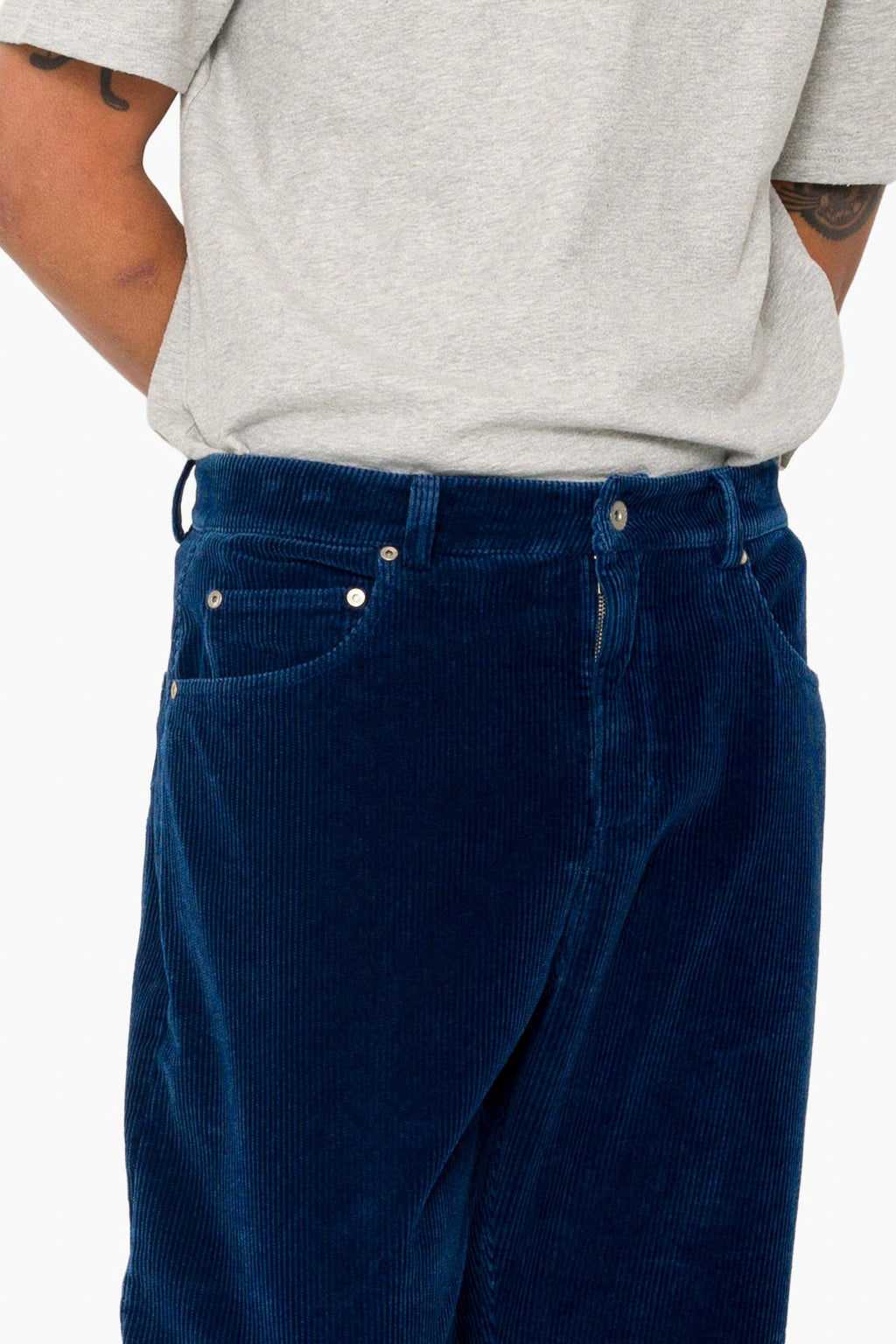 Barrel Leg Trouser - Washed Indigo Cord