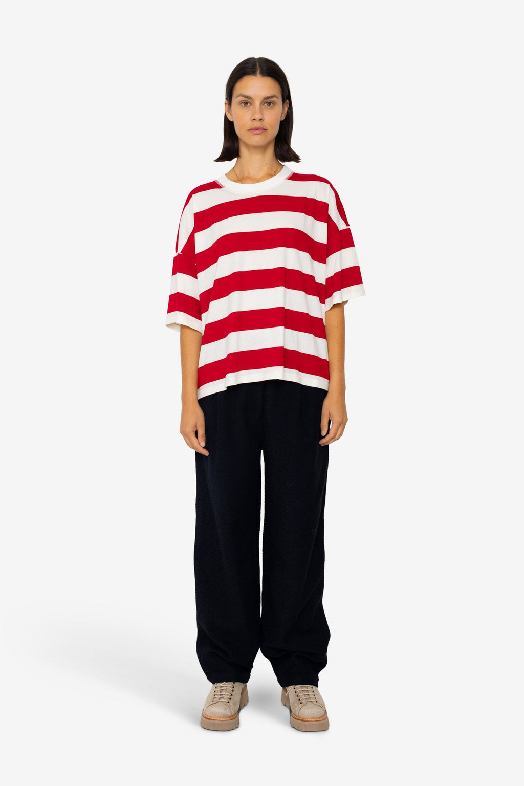 Boyfriend T-Shirt - Carnation Stripe