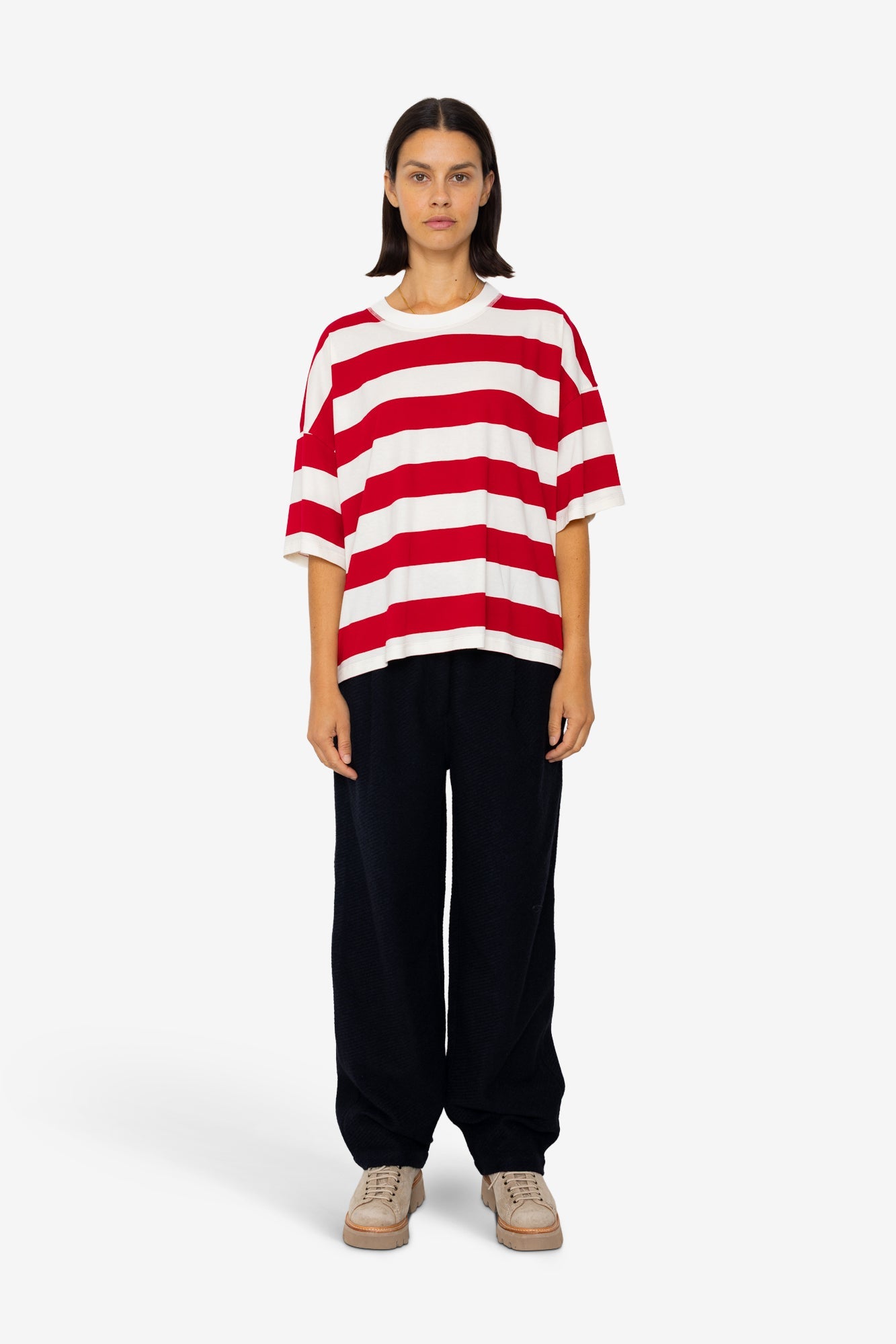 Boyfriend T-Shirt - Carnation Stripe