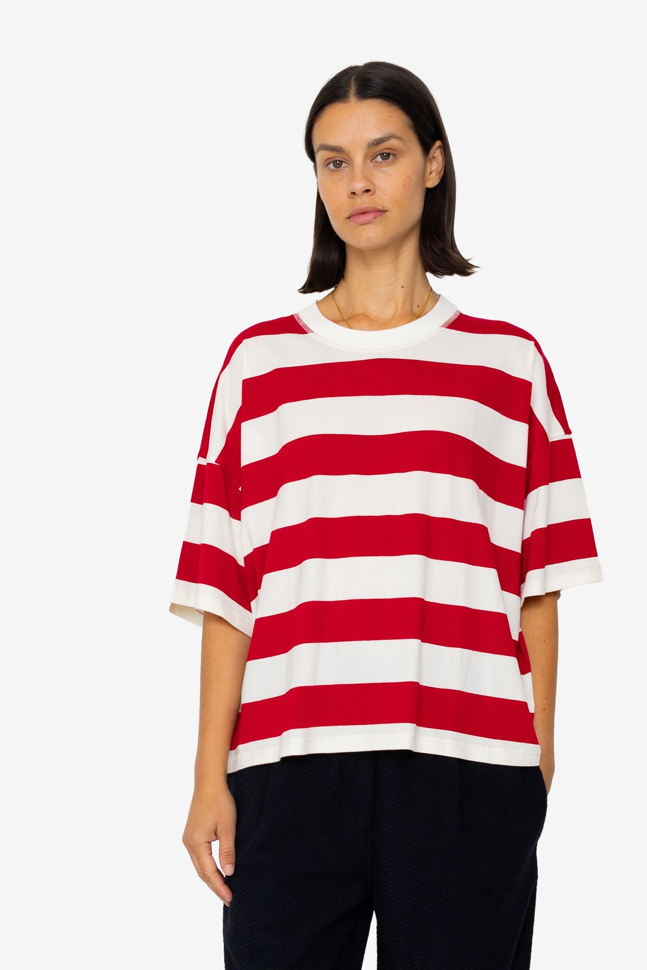 Boyfriend T-Shirt - Carnation Stripe