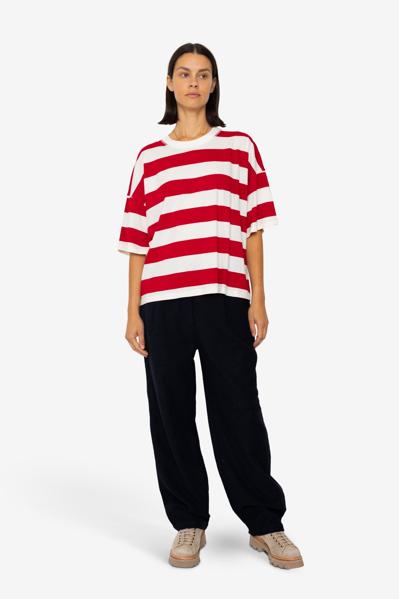Boyfriend T-Shirt - Carnation Stripe