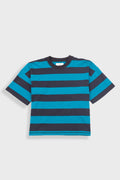 Boyfriend T-Shirt - Navy Teal Stripe