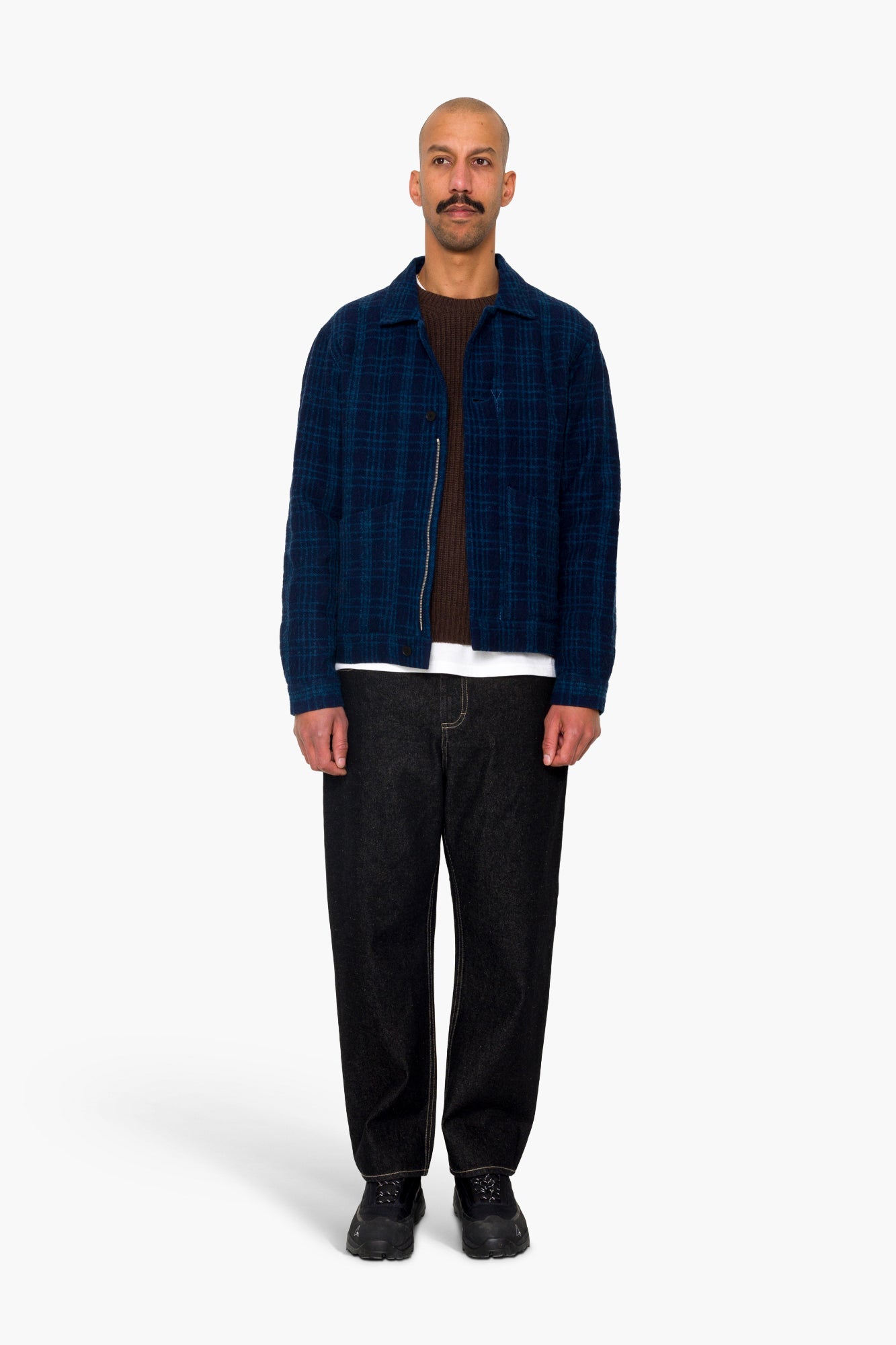 Chain Jacket - Indigo Textured Check