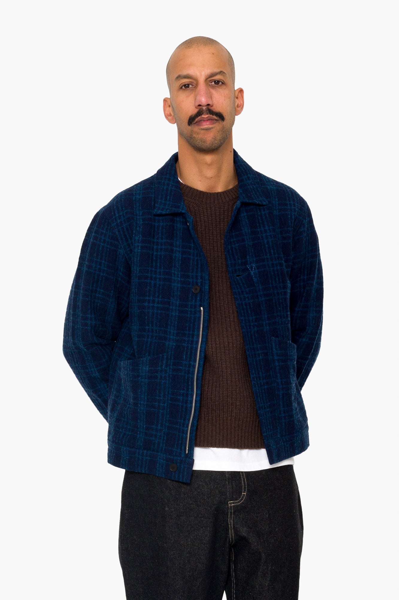 Chain Jacket - Indigo Textured Check
