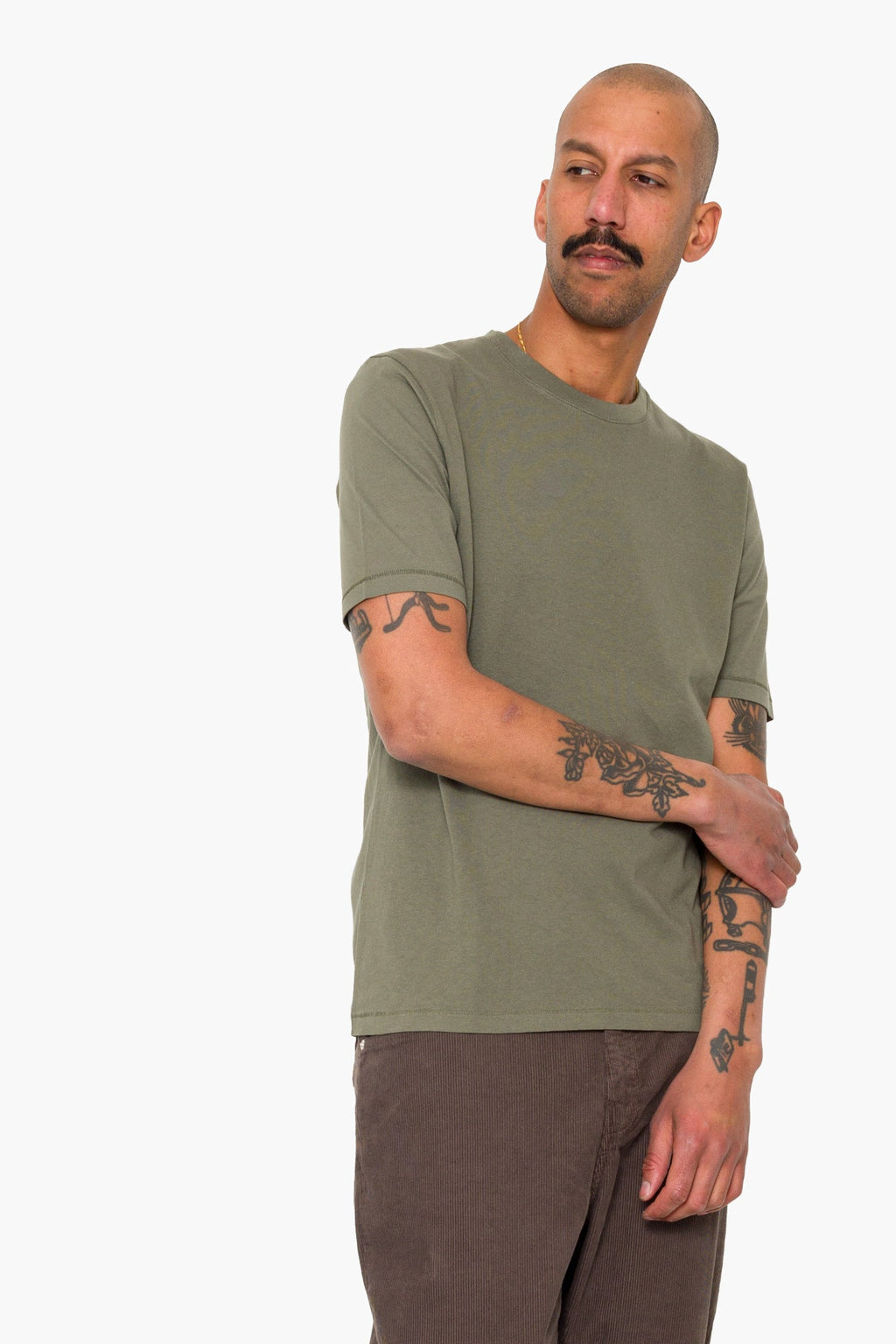 Contrast Sleeve T-Shirt - Olive
