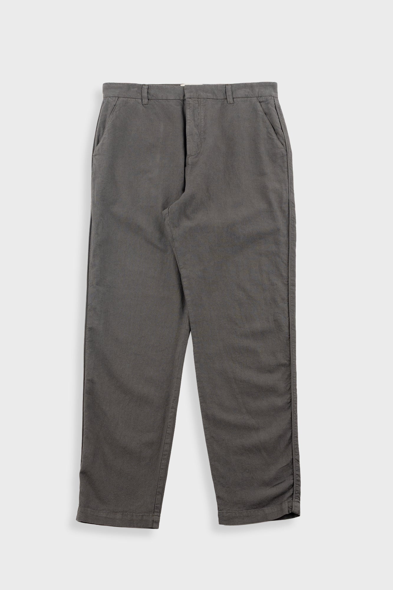 Fixed Waistband Cotton Linen Trouser - Dark Sage