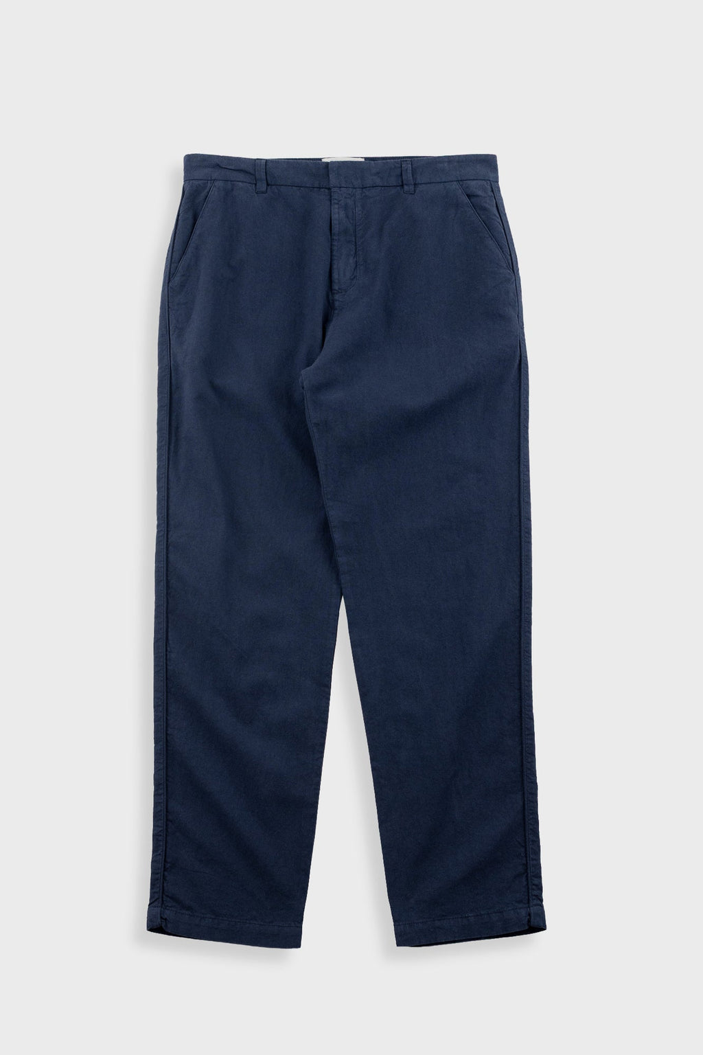 Fixed Waistband Cotton Linen Trouser - Dark Navy